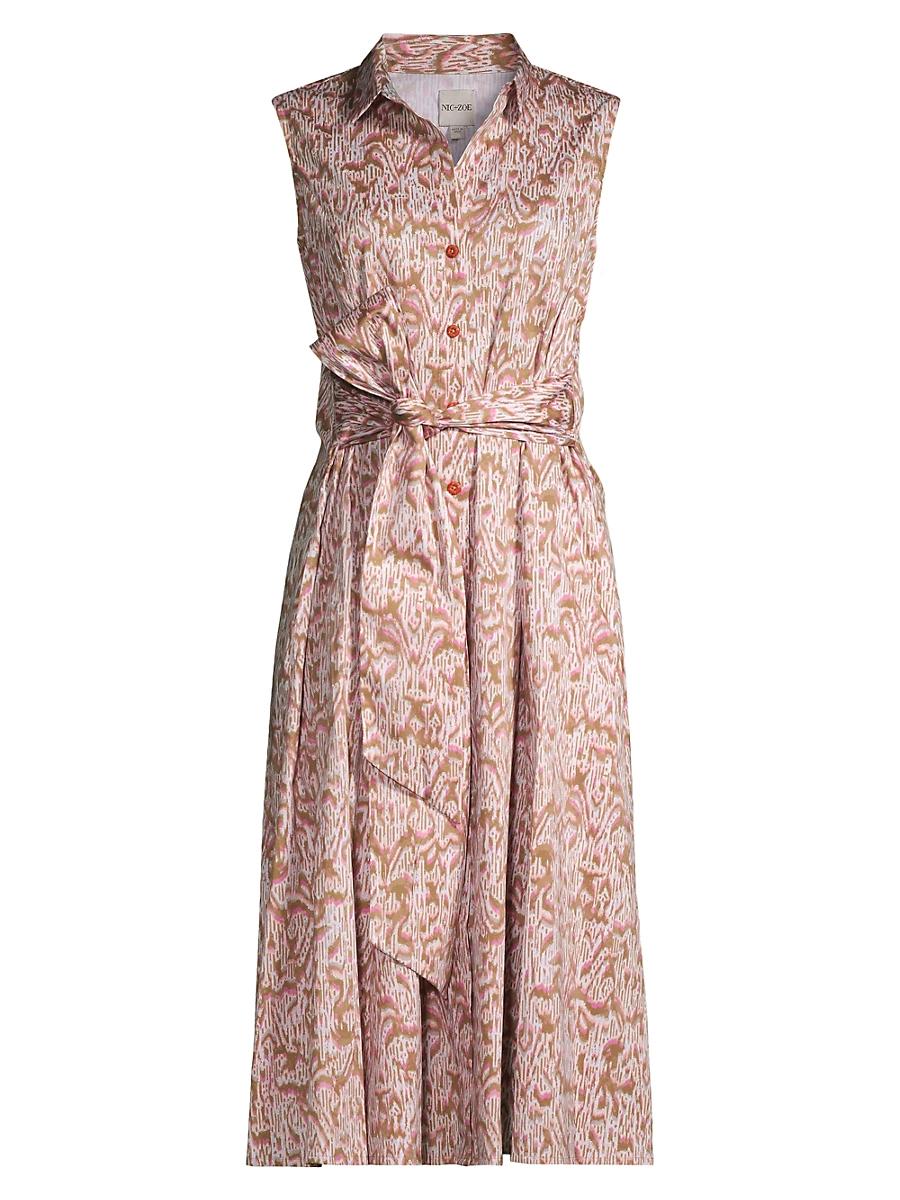 Womens Abstract Animal Sleeveless Shirtdress Product Image