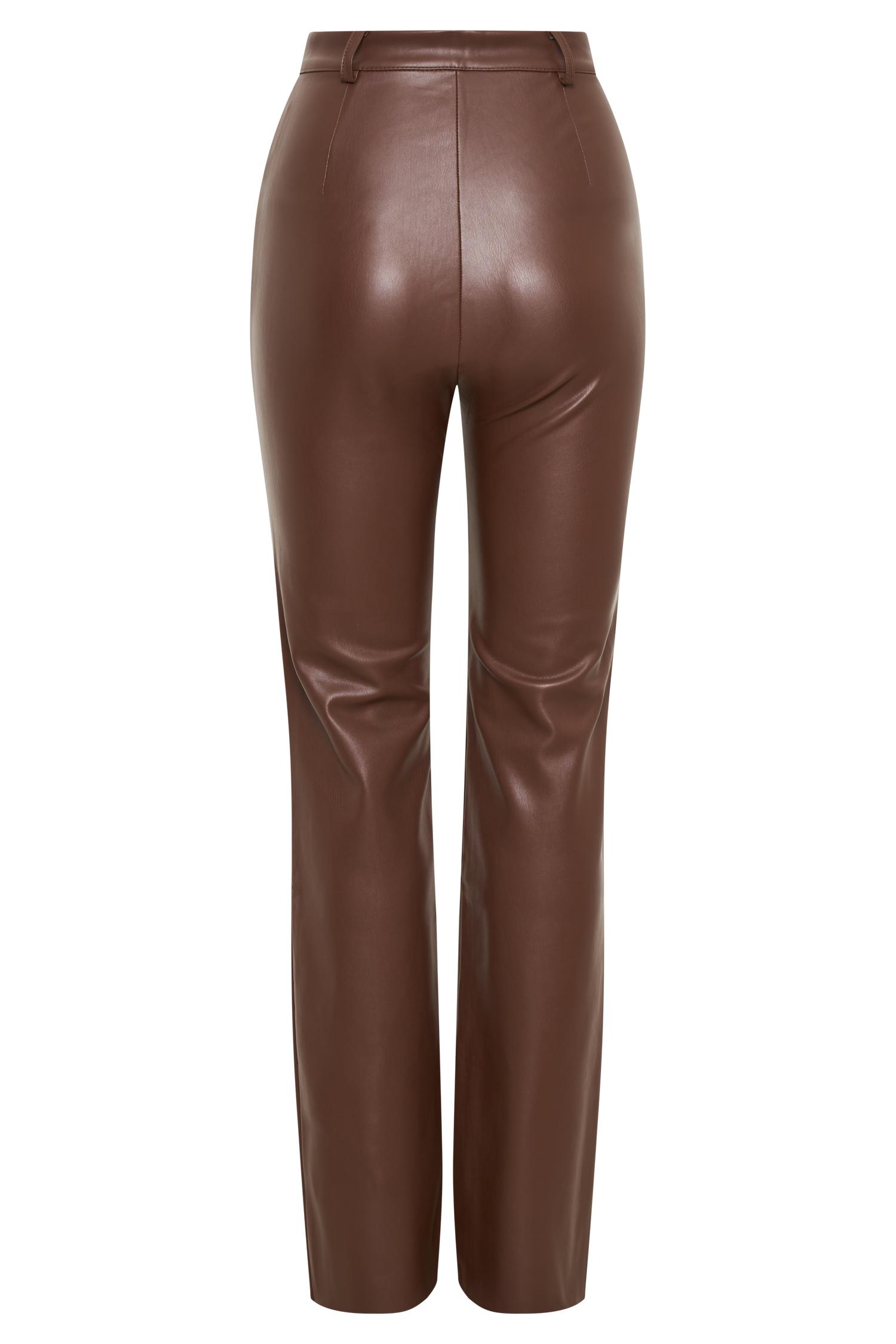 Tyra Straight Leg Faux Leather Pants - Chocolate Product Image