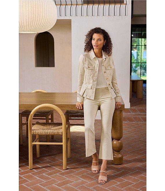 Liverpool Los Angeles Petite Size Stretch Twill Peplum Point Collar Long Sleeve Jacket Product Image