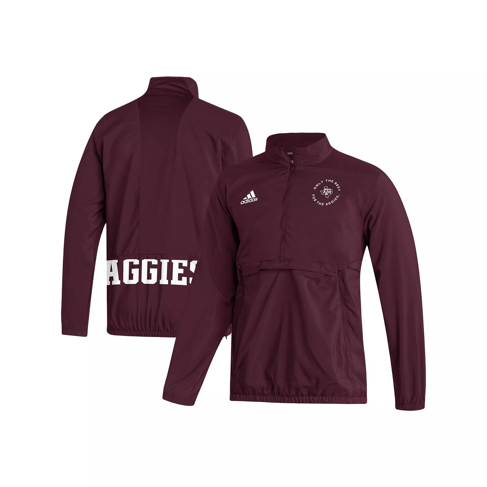 Men's adidas Maroon Texas A&M Aggies AEROREADY Half-Zip Jacket, Size: Medium, Red Product Image