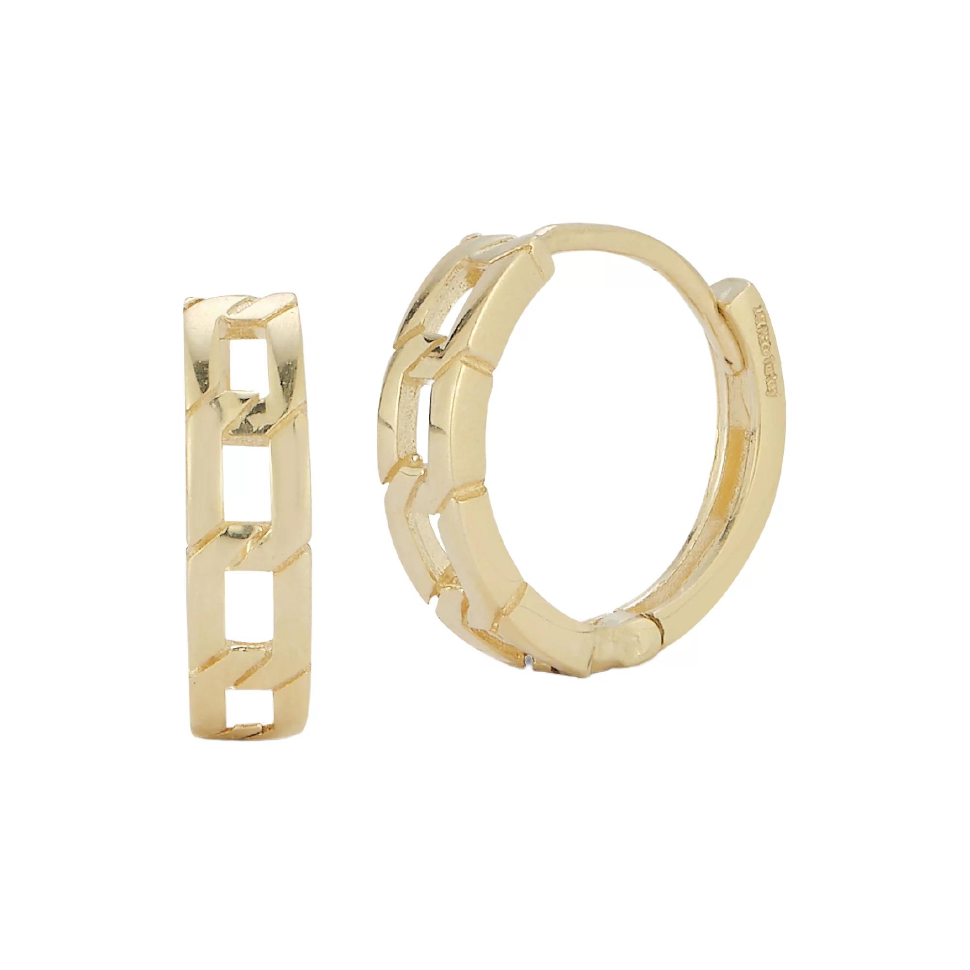LUMINOR GOLD 14k Gold Chain Link Huggie Hoop Earrings, Womens Product Image