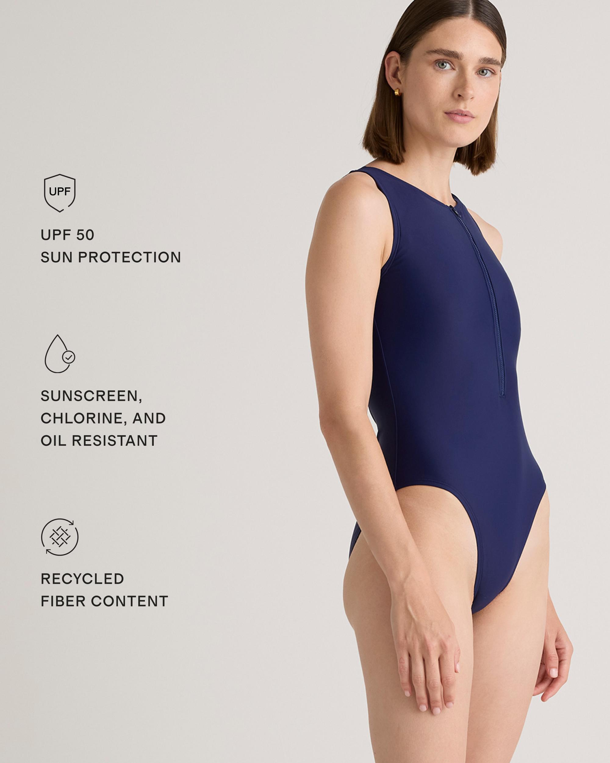 Quince | Women's Italian Zip-Front One-Piece Swimsuit 78% Recycled Polyamide, 22% Spandex Product Image