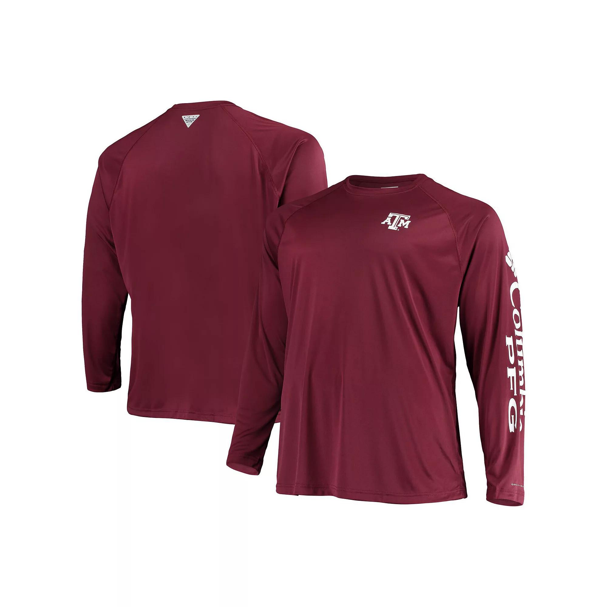 Men's Columbia Maroon Texas A&M Aggies Big & Tall Terminal Tackle Omni-Shade Long Sleeve Raglan T-Shirt,  Product Image