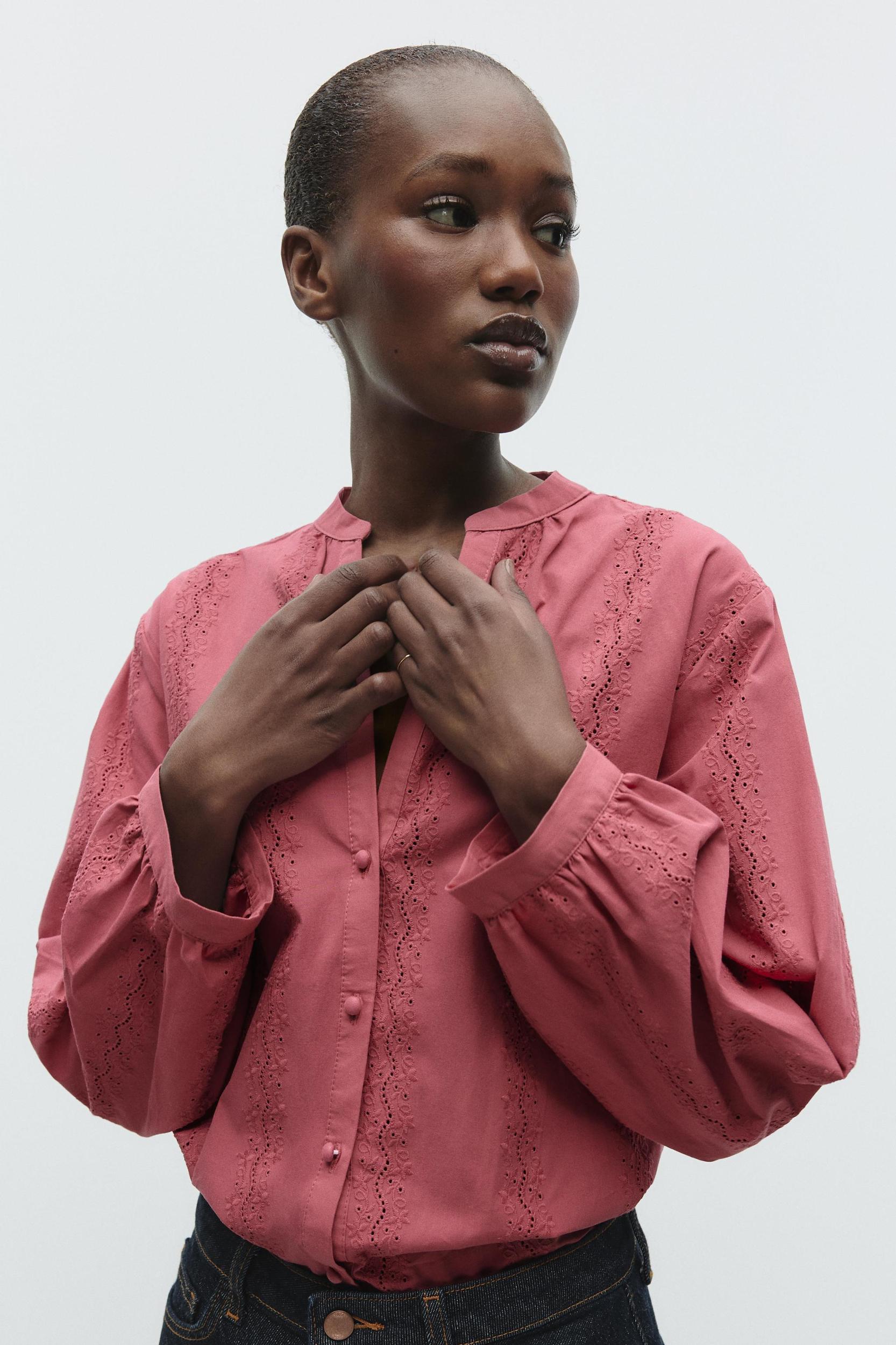 EMBROIDERED EYELET BLOUSE Product Image