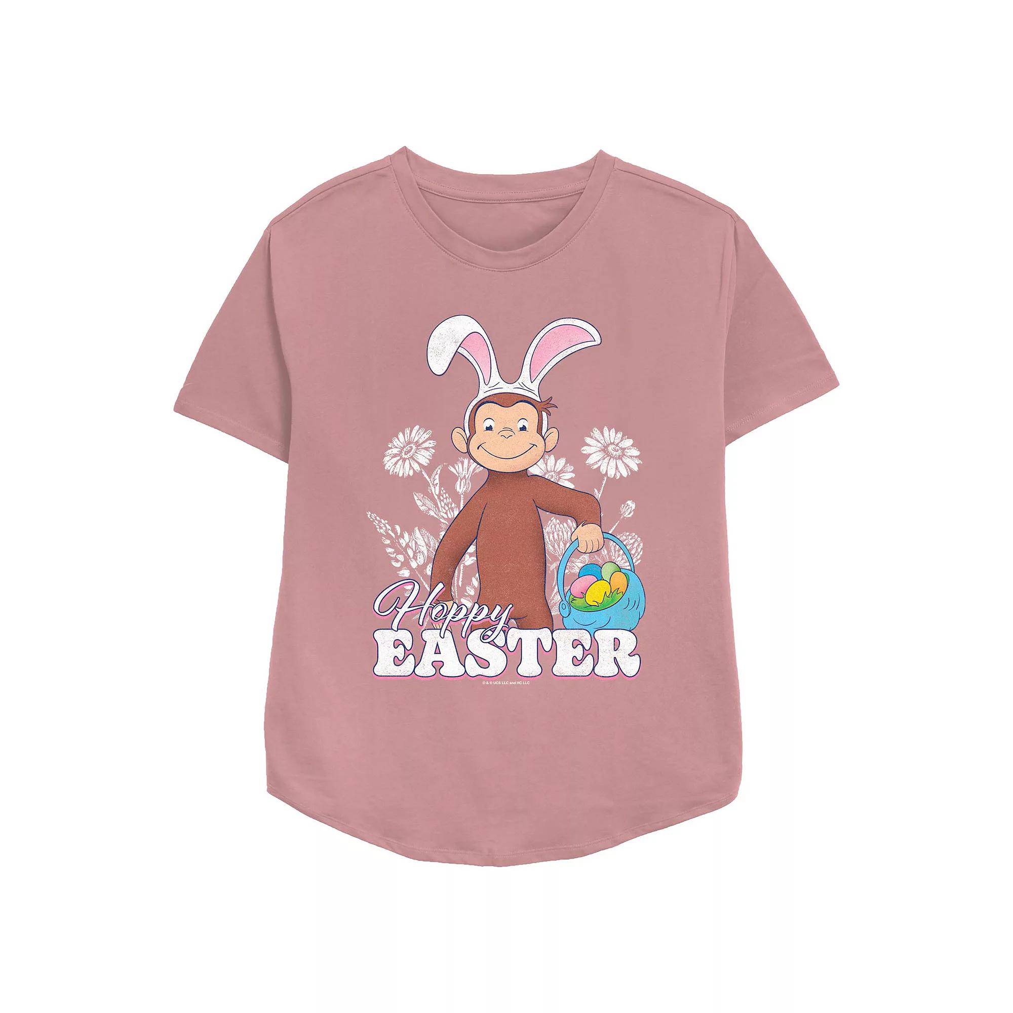 Women's Curious George Happy Easter Egg Hunt Relaxed Fit Graphic Tee,  Product Image