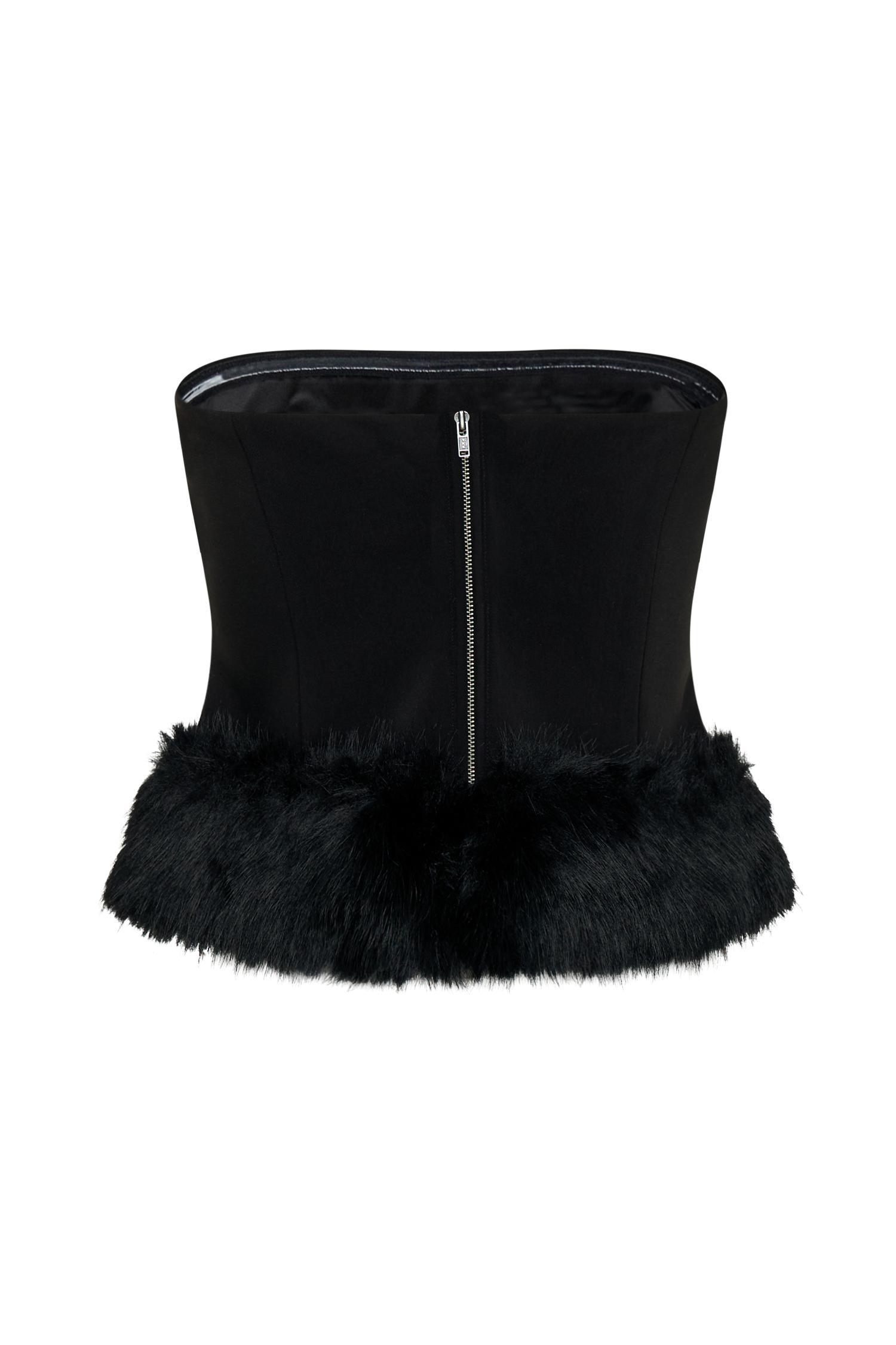 Jacklyn Strapless Faux Fur Top - Black Product Image