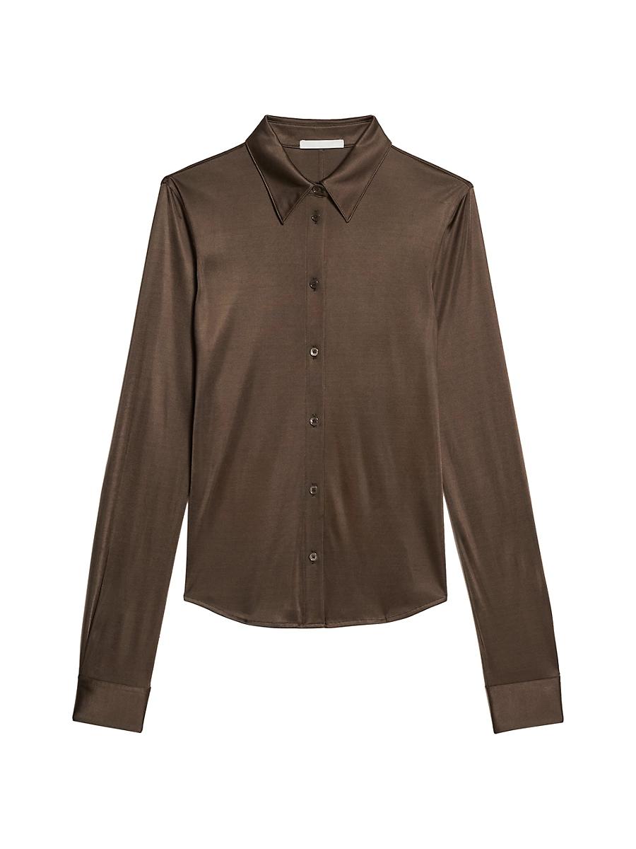 Womens Fluid Long-Sleeve Button-Up Shirt Product Image