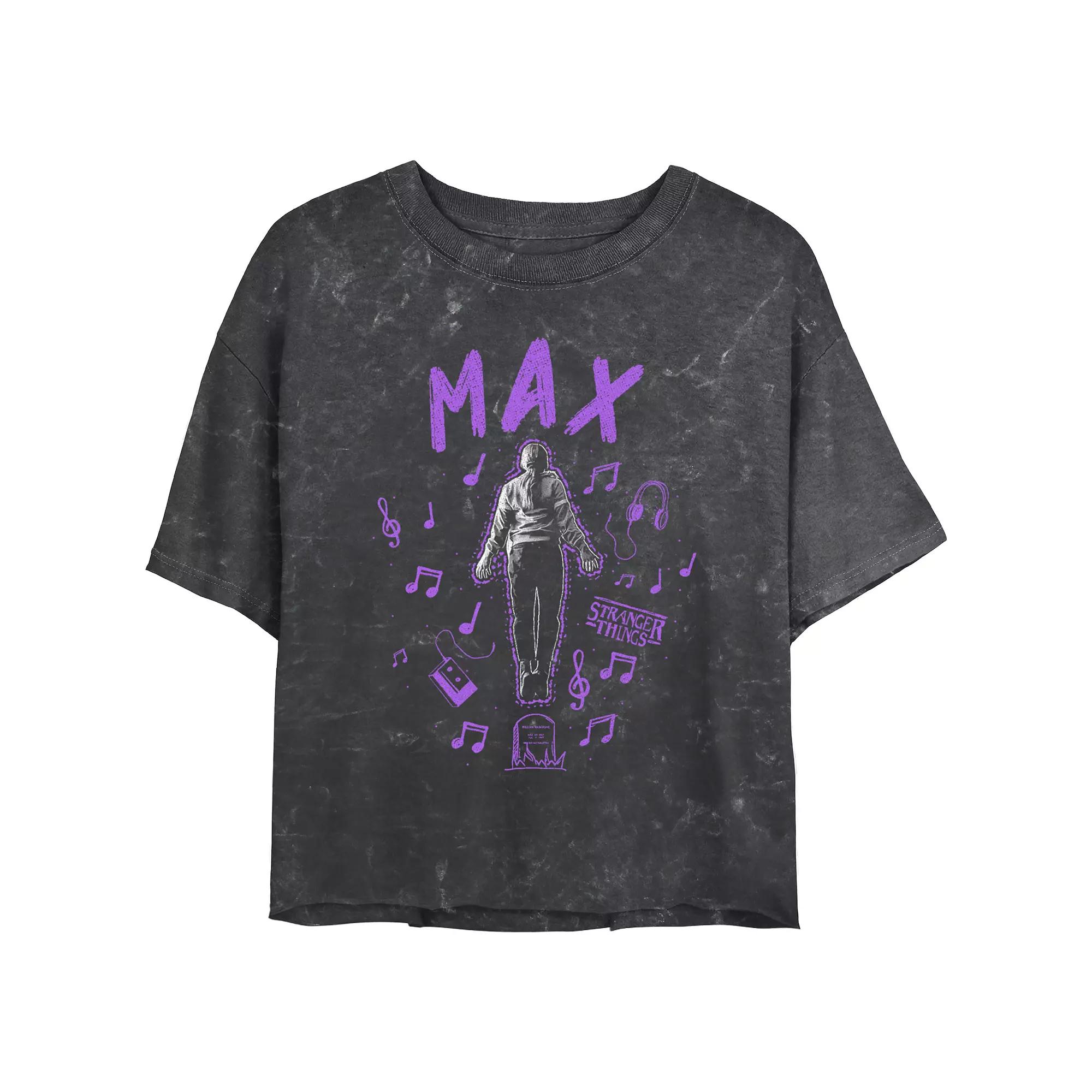 Juniors' Stranger Things Max Music Graveyard Mineral Wash Cropped Tee, Girl's,  Product Image