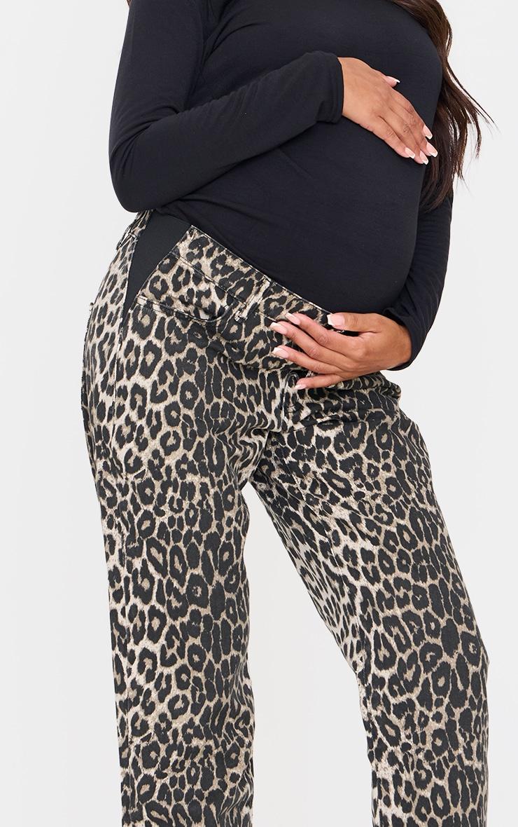 Maternity Leopard Low Rise Straight Leg Jeans Product Image