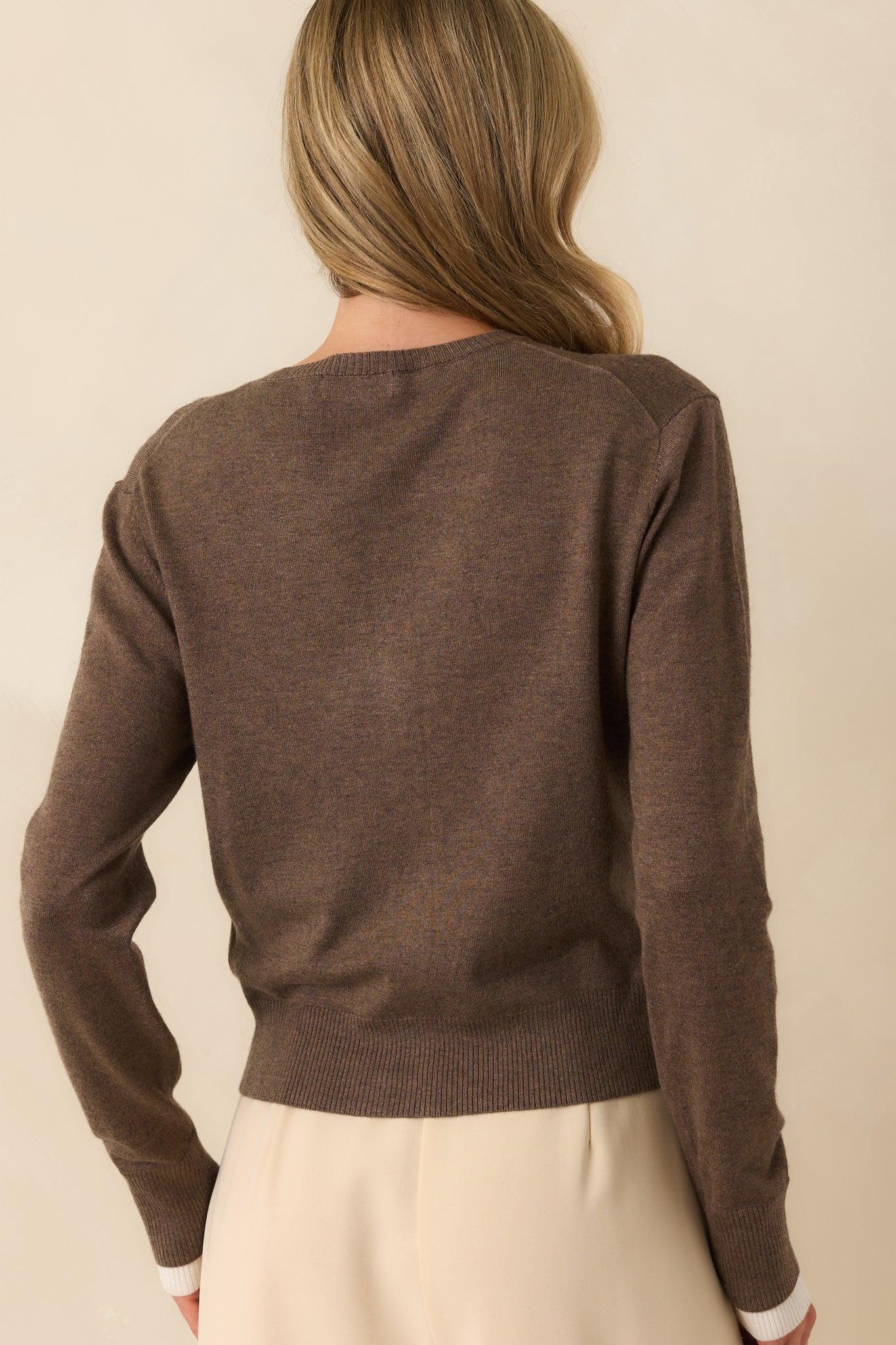 Keep Things Simple Brown Button Front Long Sleeve Cardigan Product Image
