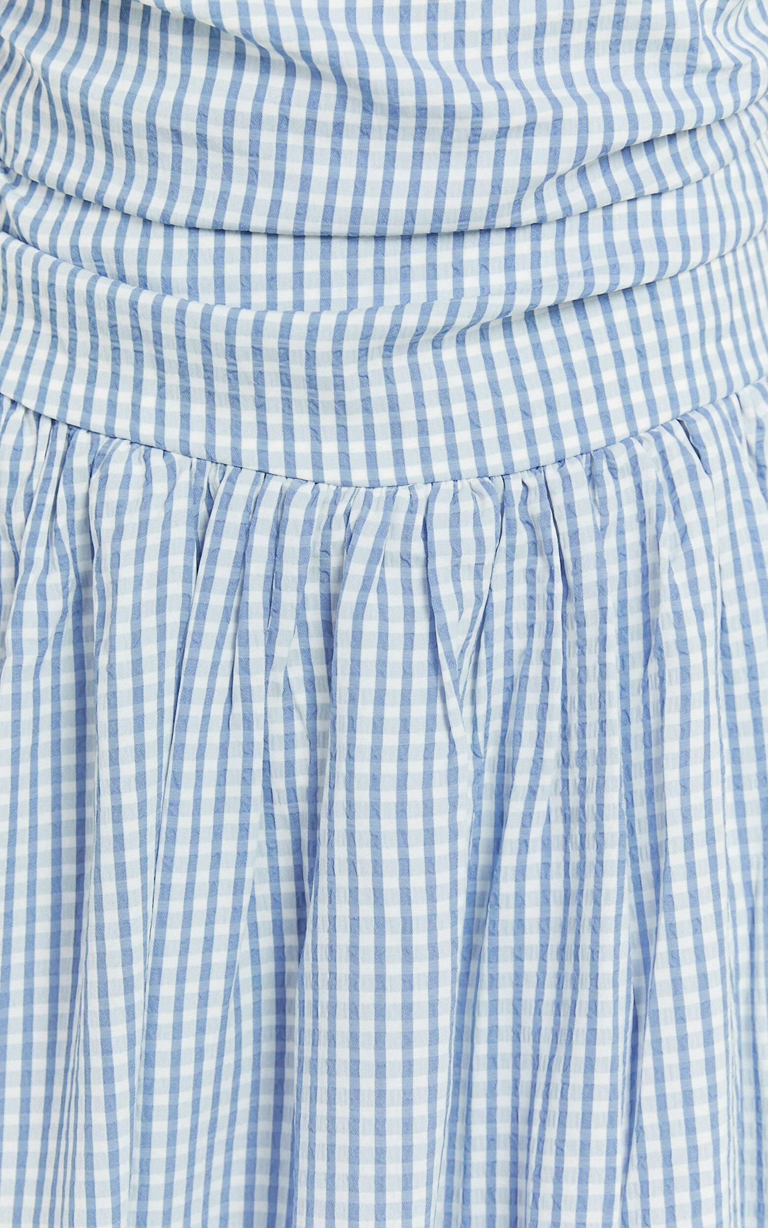 Miriam Mini Dress - Tie Straps Square Neck Mini Dress in Blue Product Image