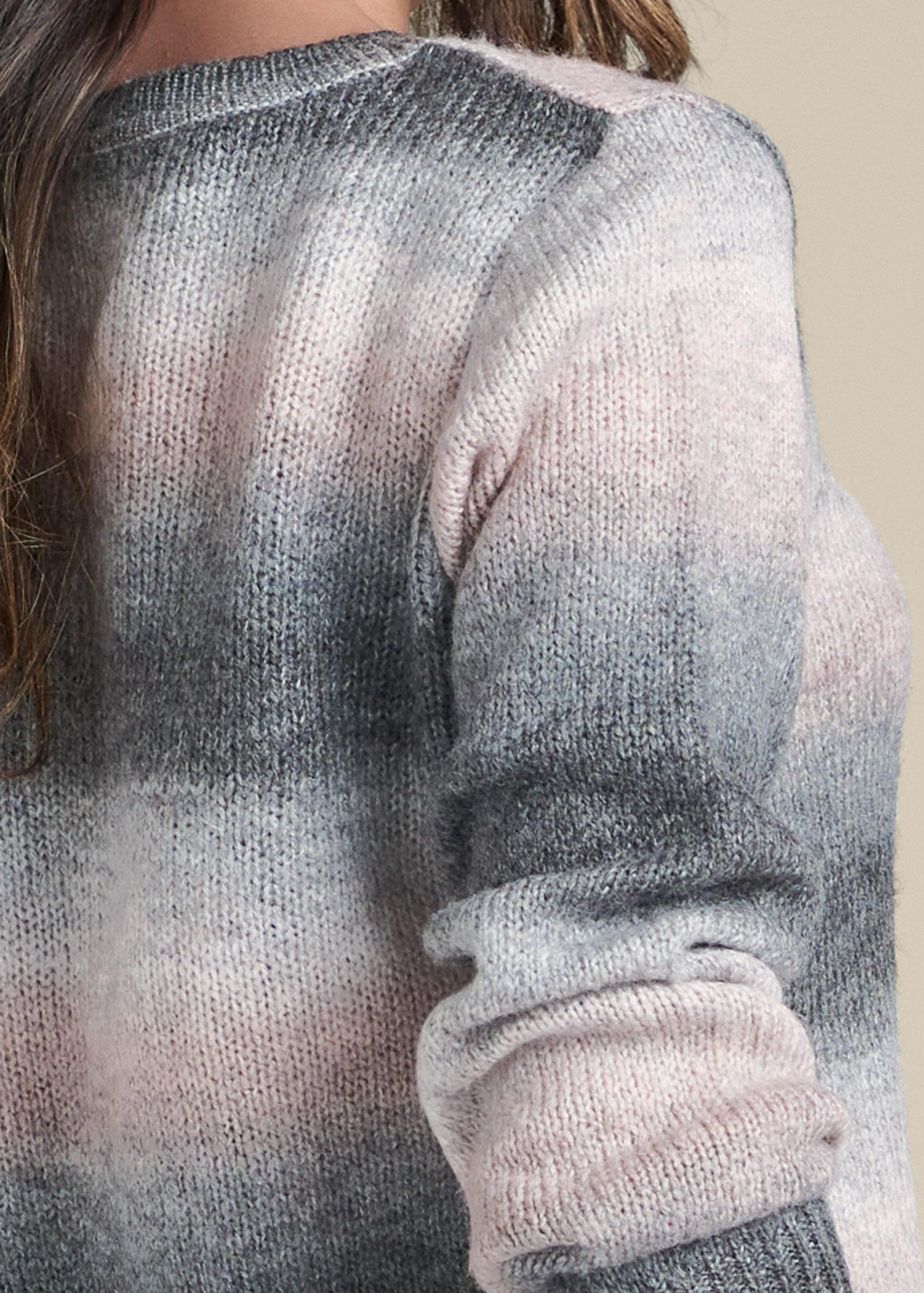 Ombre Stripe Sweater - Pink & Black Product Image