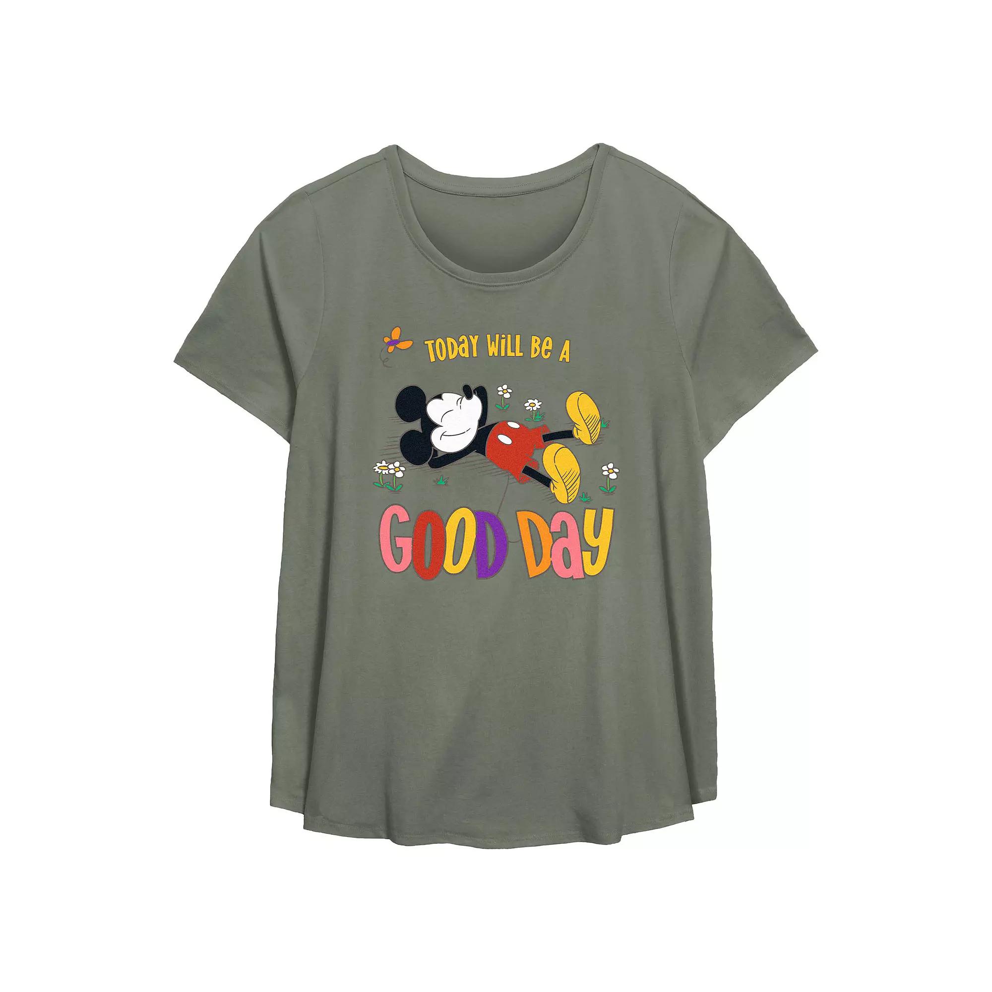 Disney's Mickey Mouse Today Will Be A Good Day Plus Size Flowy Graphic Tee, Women's, Size: 5XL, Green Product Image
