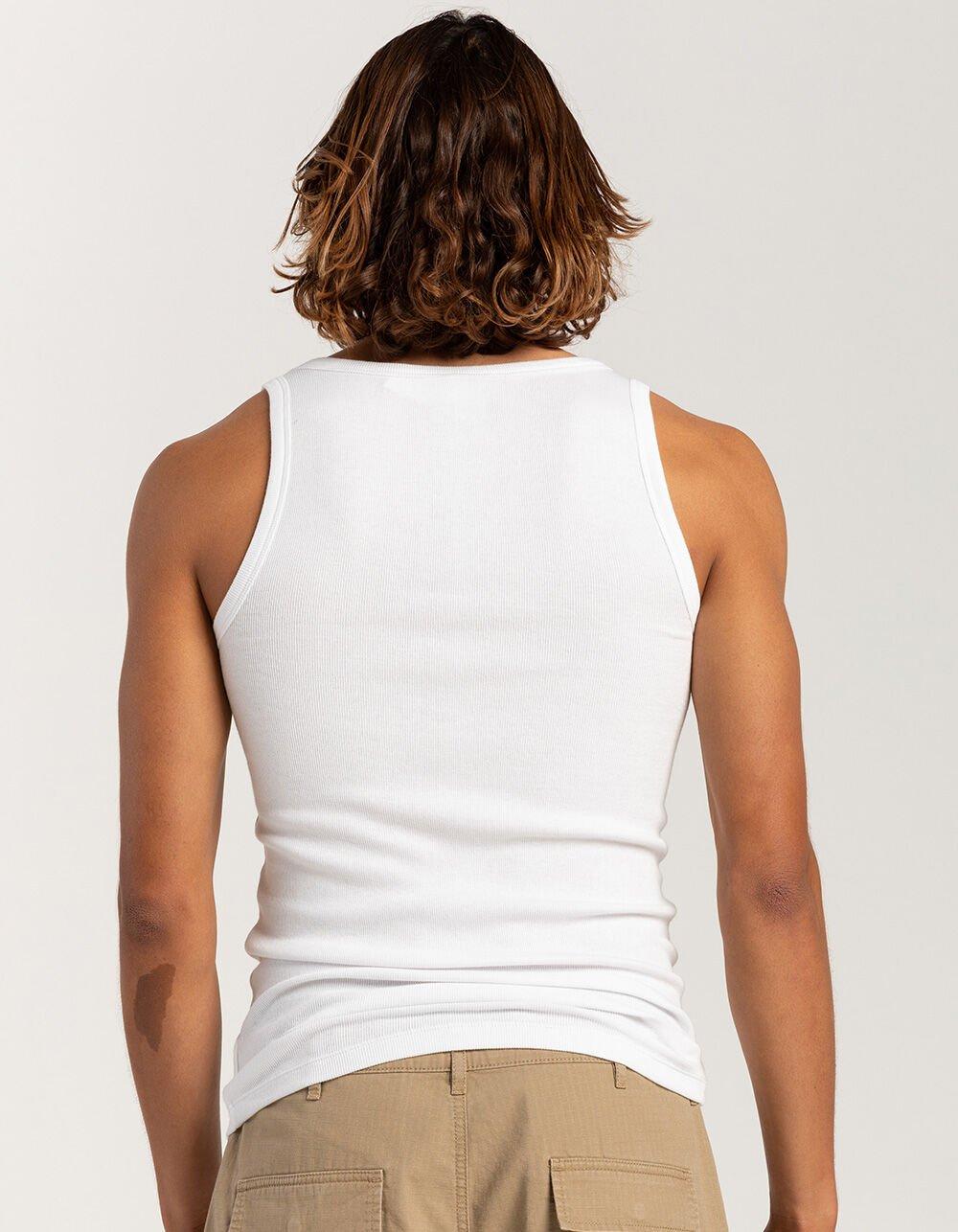 RSQ Mens Solid Fitted Ribbed Tank Top - WHITE Product Image