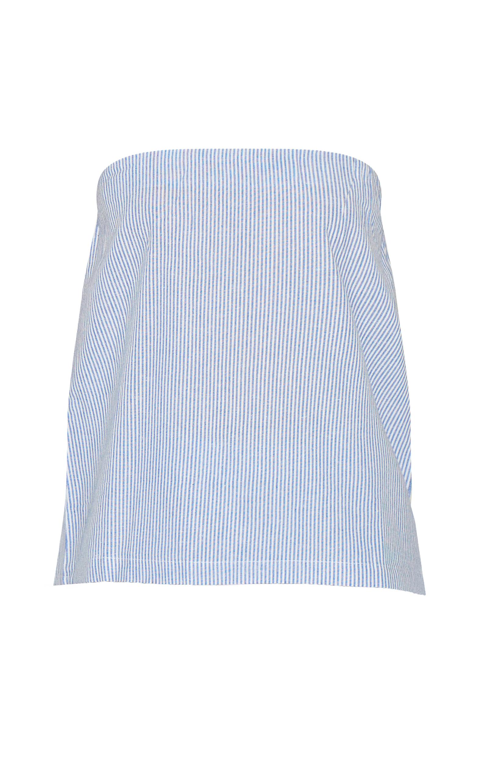Blue Pinstripe Elasticated Bandeau Top Product Image