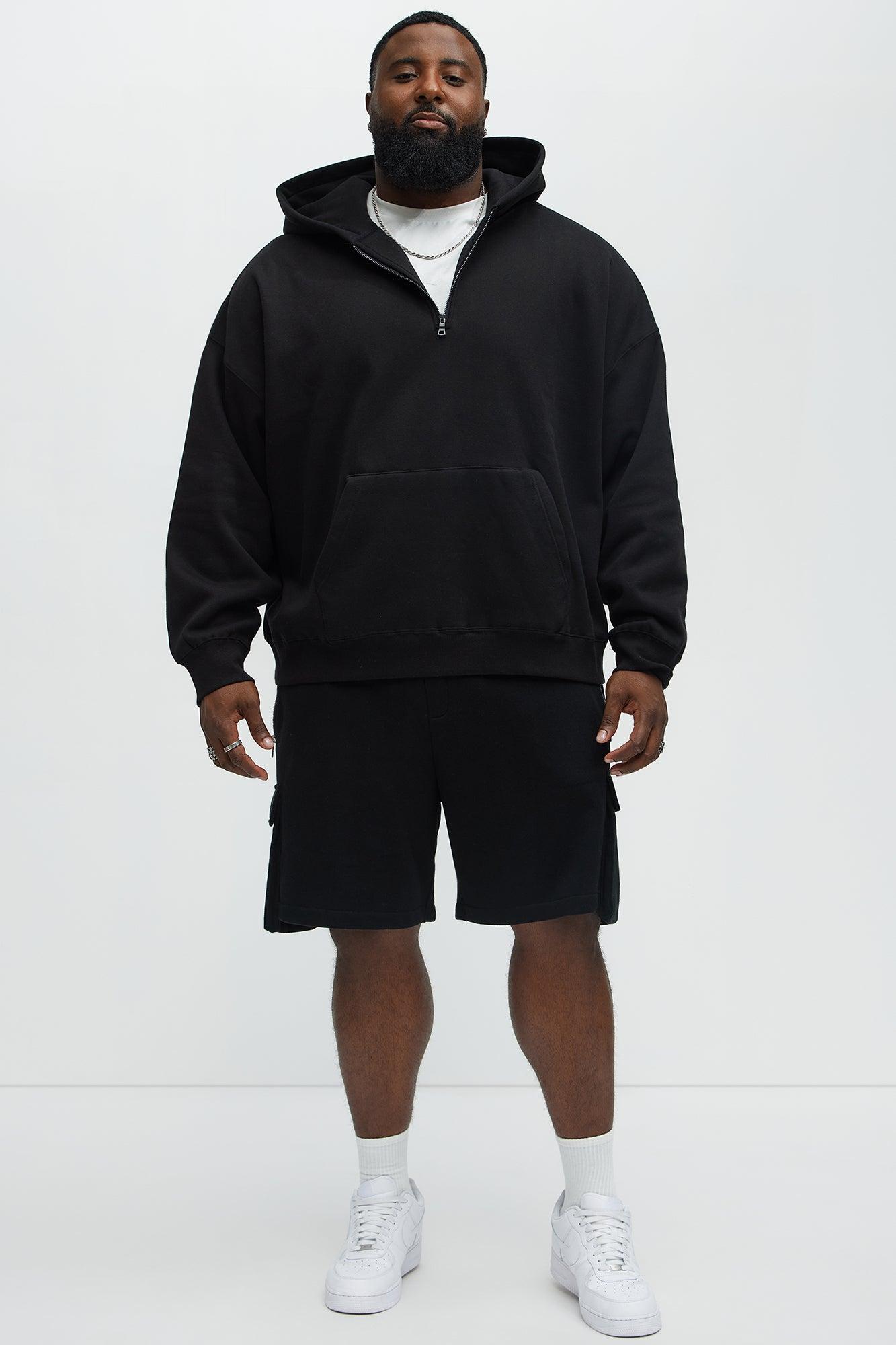 Tyson Oversized Heavyweight Quarter Zip Hoodie - Black Product Image
