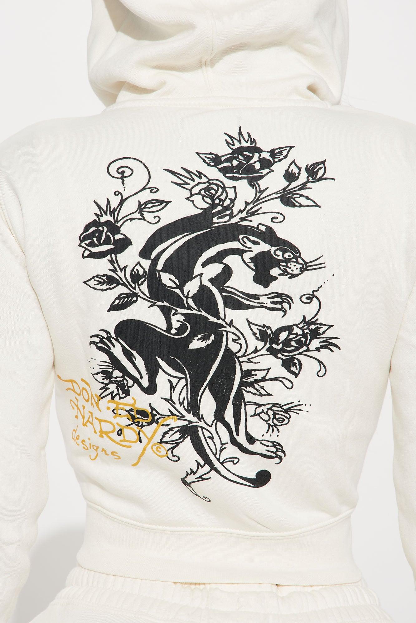 Ed Hardy Dragon Heart Zip Front Hoodie - Ivory Product Image