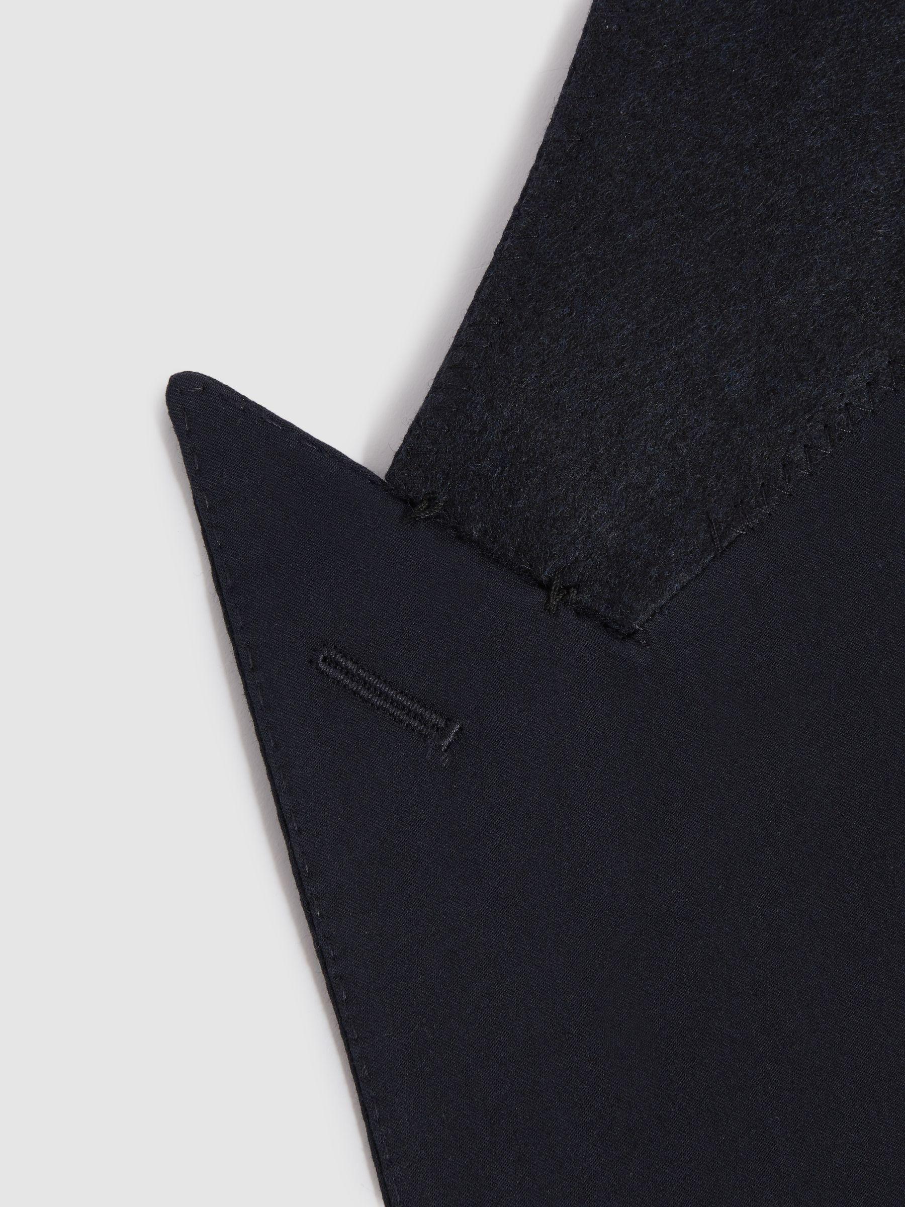 Double Breasted Cotton Blend Blazer in Navy Product Image