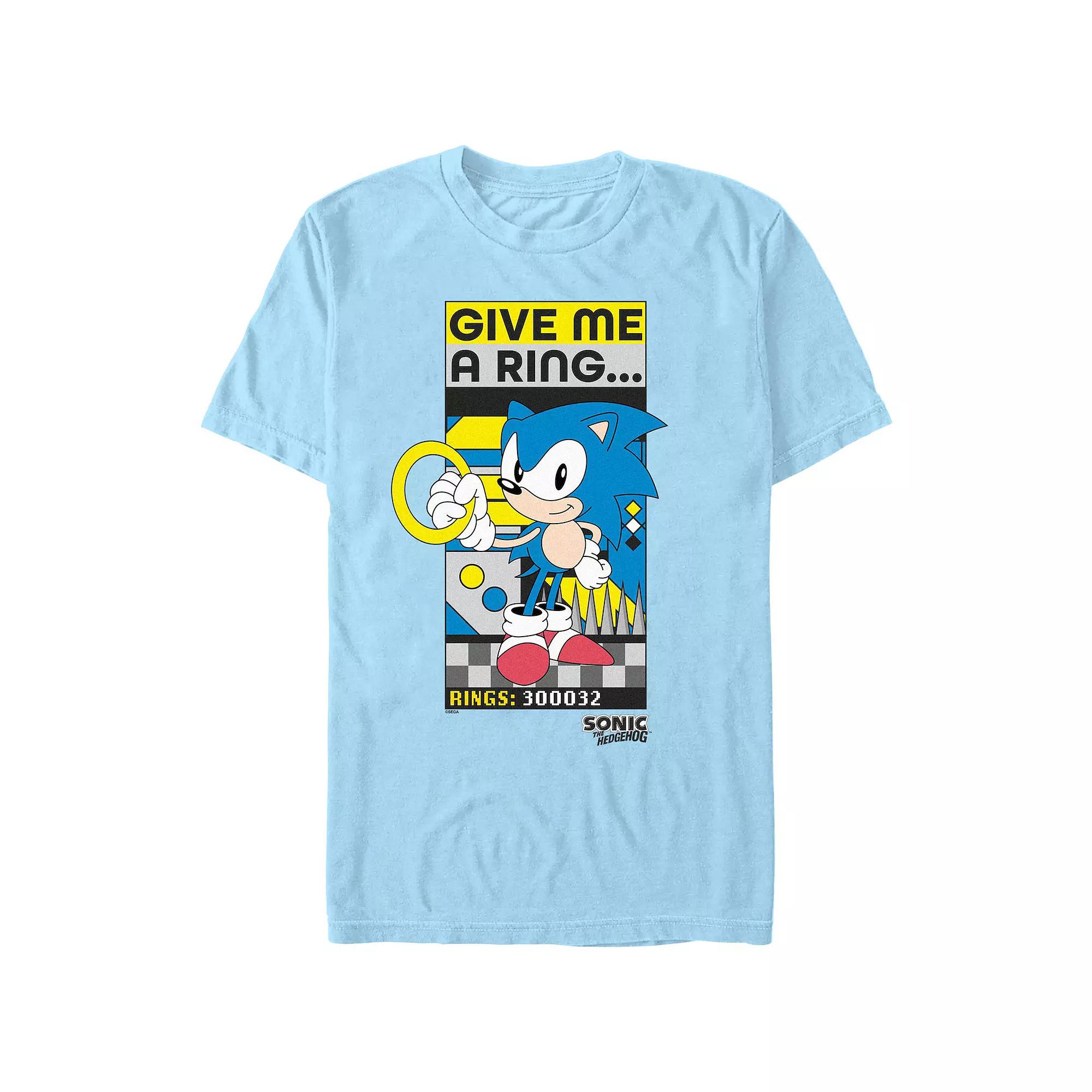 Men's Sonic The Hedgehog Give Me A Ring Graphic Tee, Size: Small, Light Blue Product Image