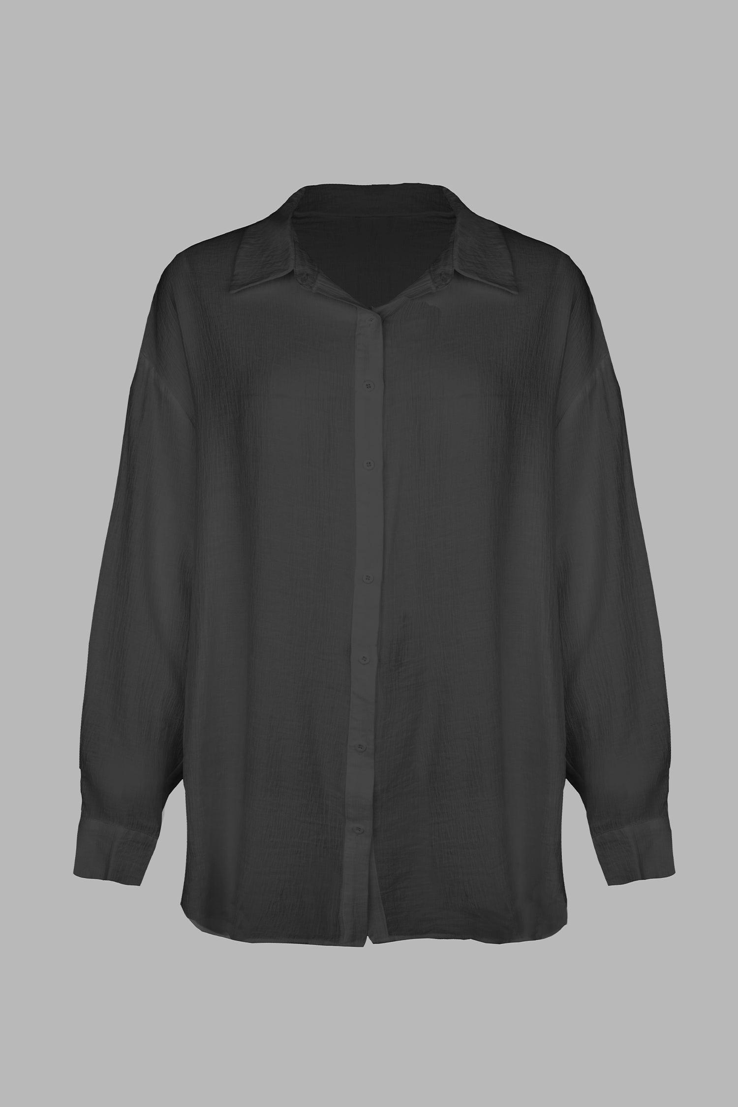 X STASSIE Paradise Sheer Chiffon Oversized Cover-Up Shirt Product Image