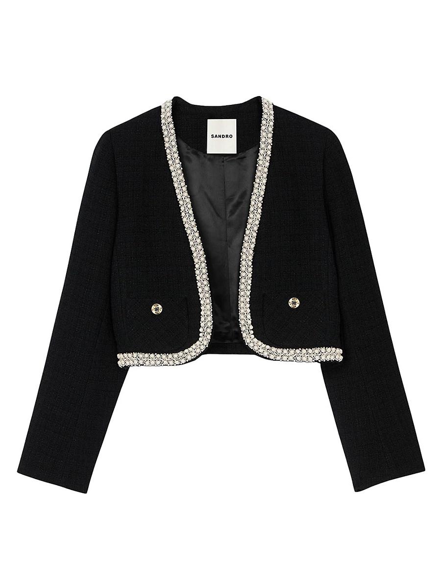 Womens Cropped Tweed Jacket Product Image