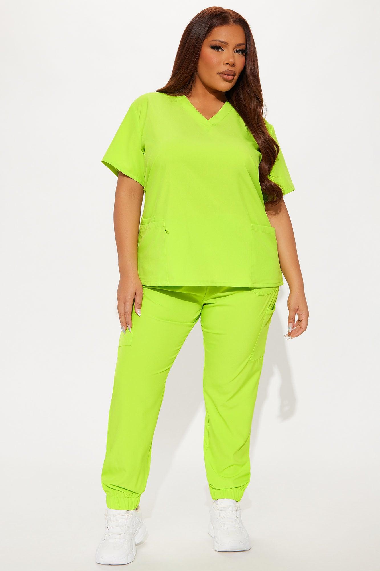 Working On It Stretch Uniform Scrub Jogger Set - Lime Product Image