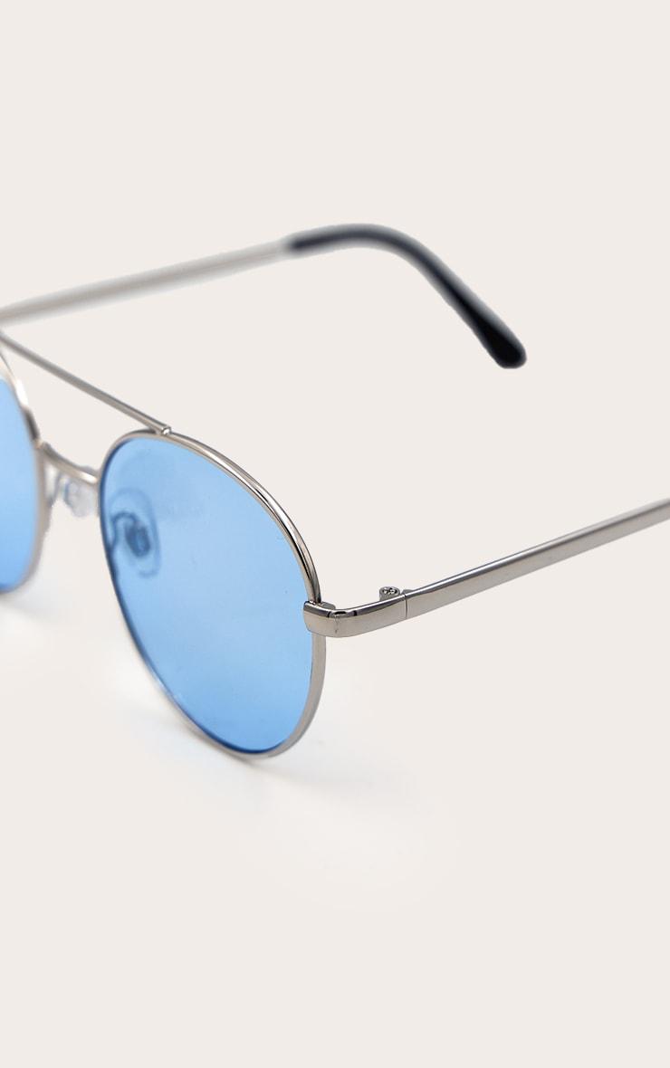 Silver Blue Gradient Lens Aviator Sunglasses Product Image