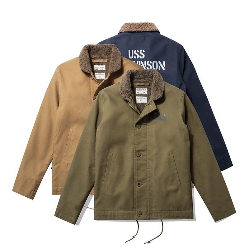 Printed-Back Fleece-Lined Hooded Jacket Product Image