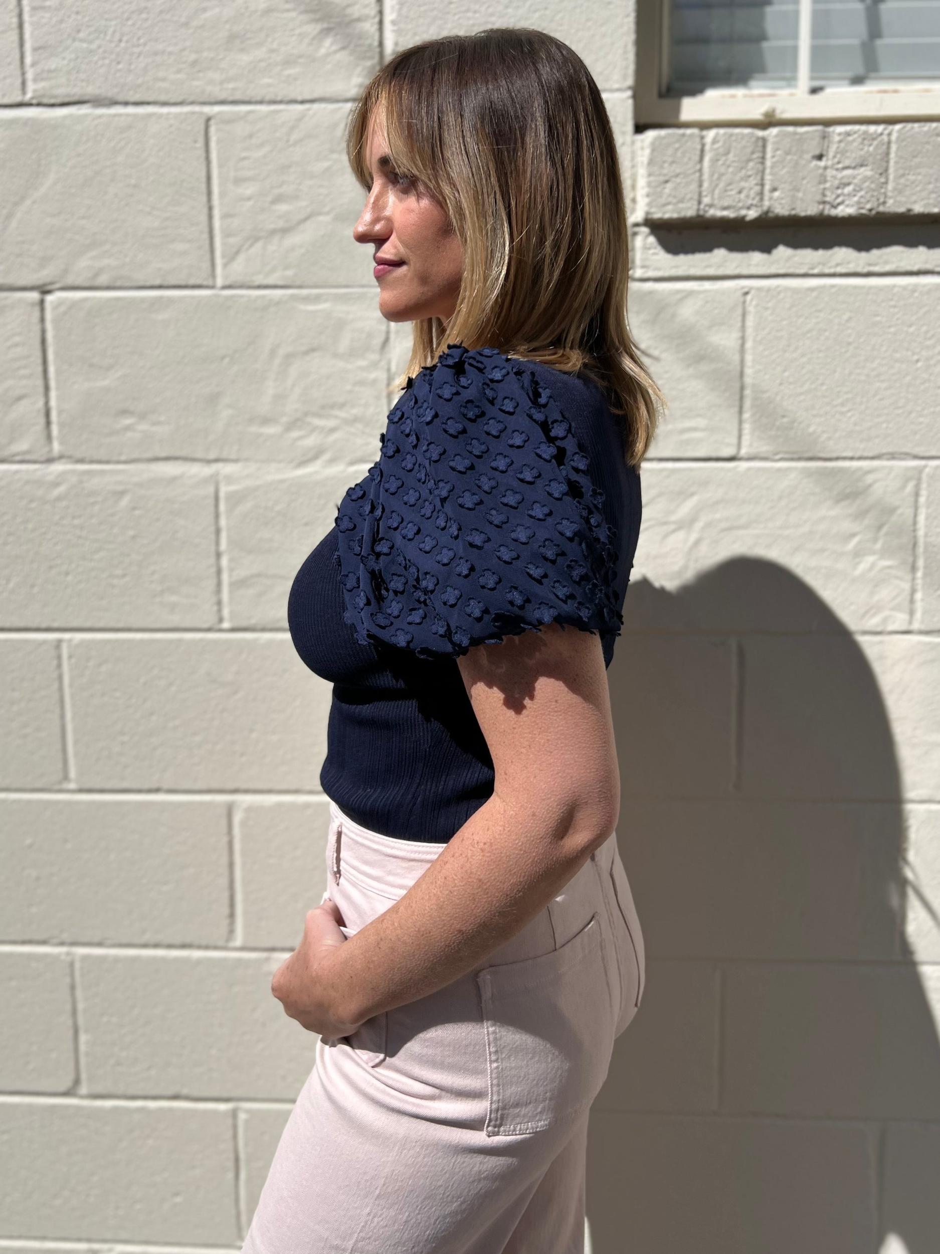 Iris Puff Sleeve Knit Top Product Image