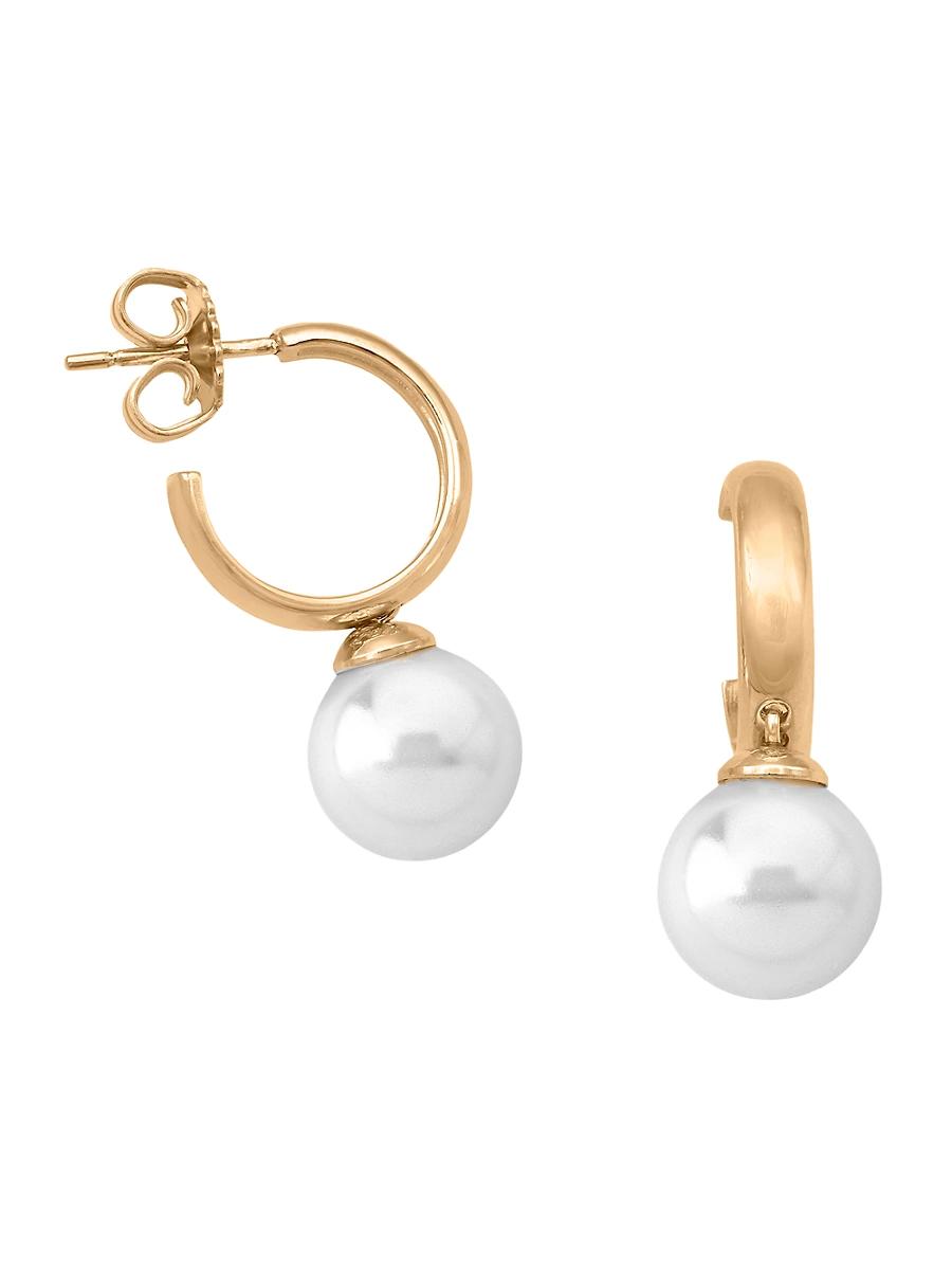 Womens Chara 18K Gold-Plated Silver & Faux Pearl Hoop Earrings Product Image