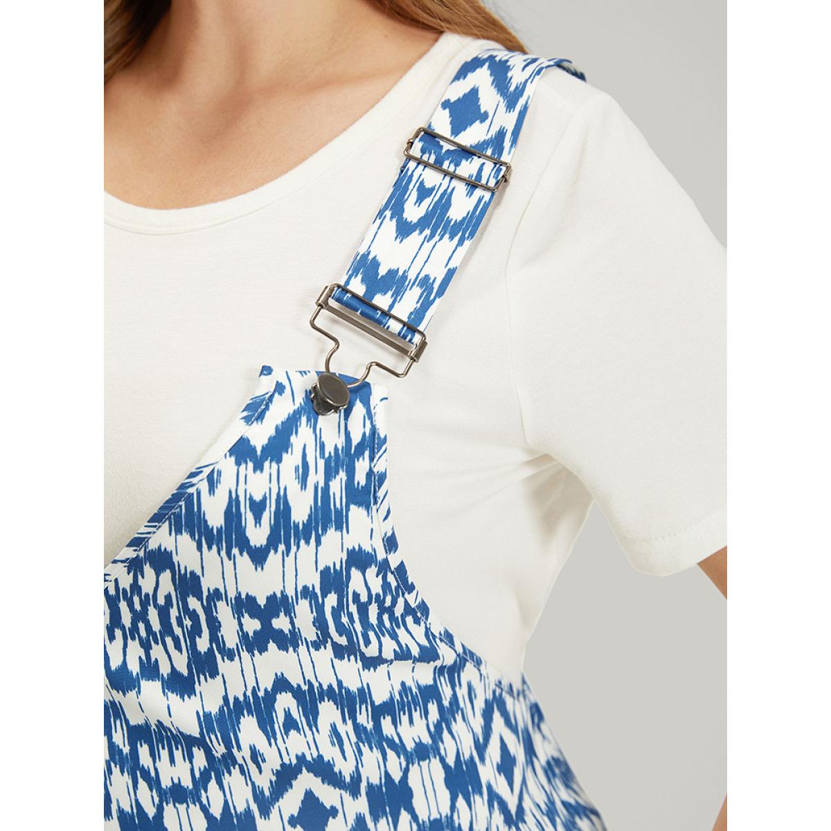 Plus Size Blue Bandana Print Pocket Overall Cami Jumpsuit Women Casual Sleeveless Spaghetti Strap Dailywear Loose Jumpsuits BloomChic 14-16/1X Product Image