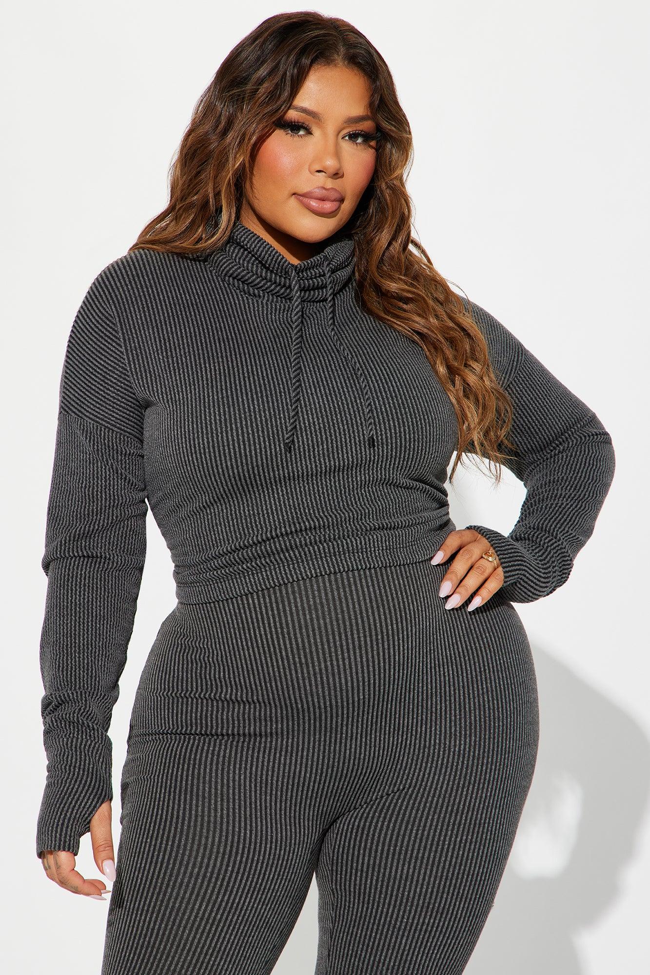 Thinking It Over 2 Piece Jumpsuit Set - Charcoal Product Image