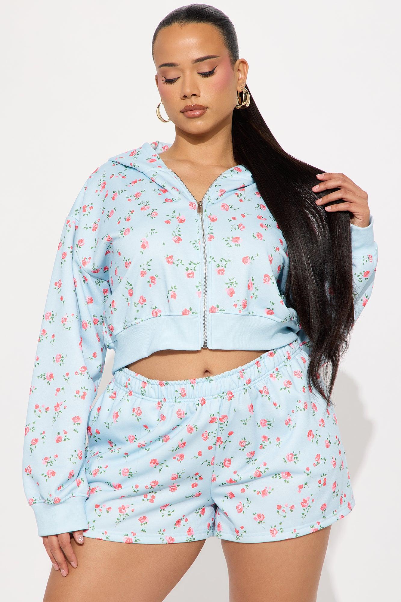 Fiona Floral Short Set - Light Blue Product Image