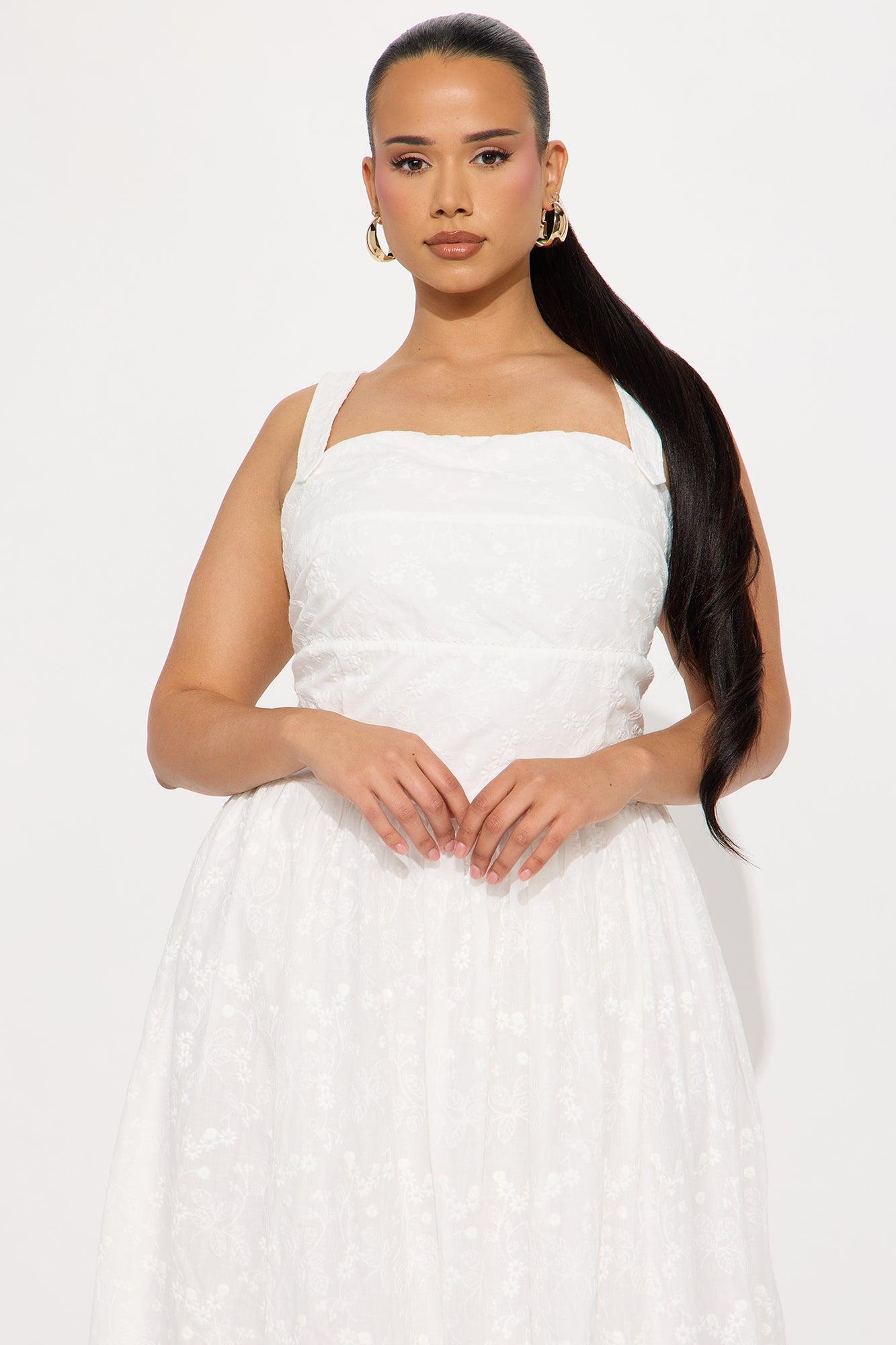 Full Of Joy Eyelet Midi Dress - White Product Image