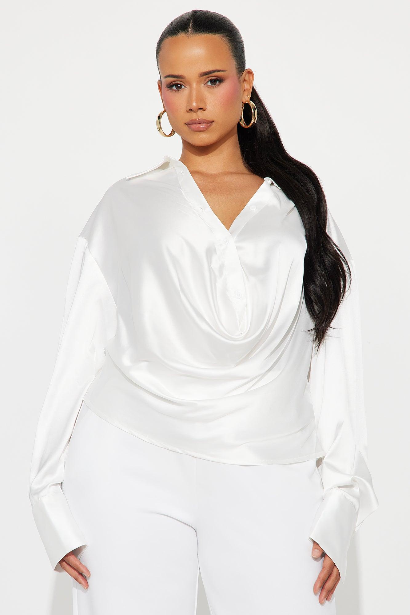 Belong To The City Satin Blouse - White Female Product Image