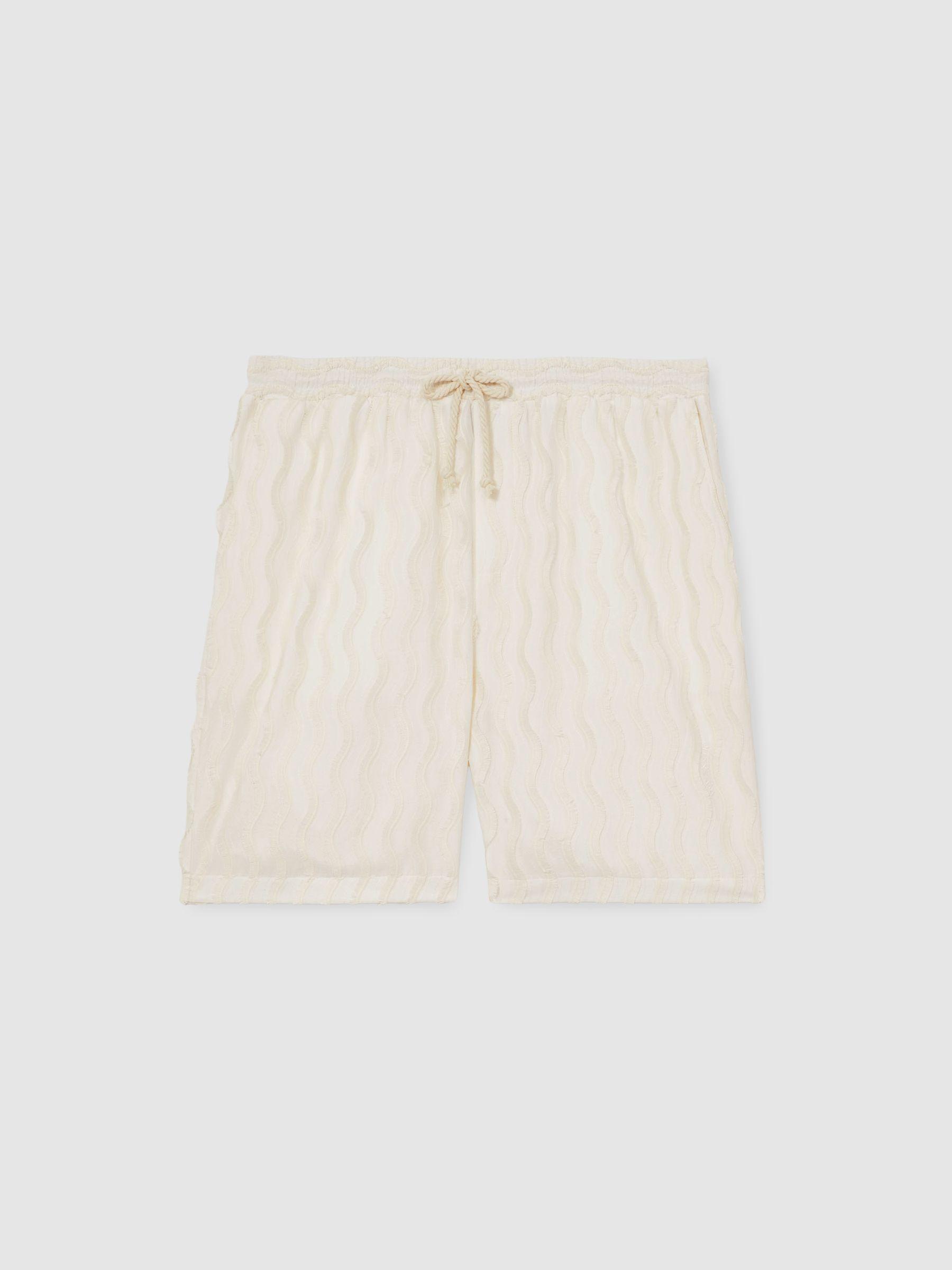 Reiss | Ché Fringed-Wave Shorts in Off White Product Image