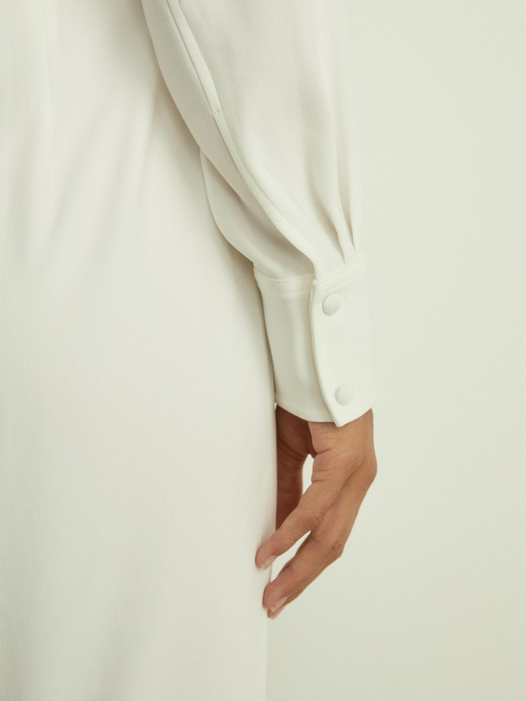 Plunge-Neck Crepe Maxi Dress in White Product Image