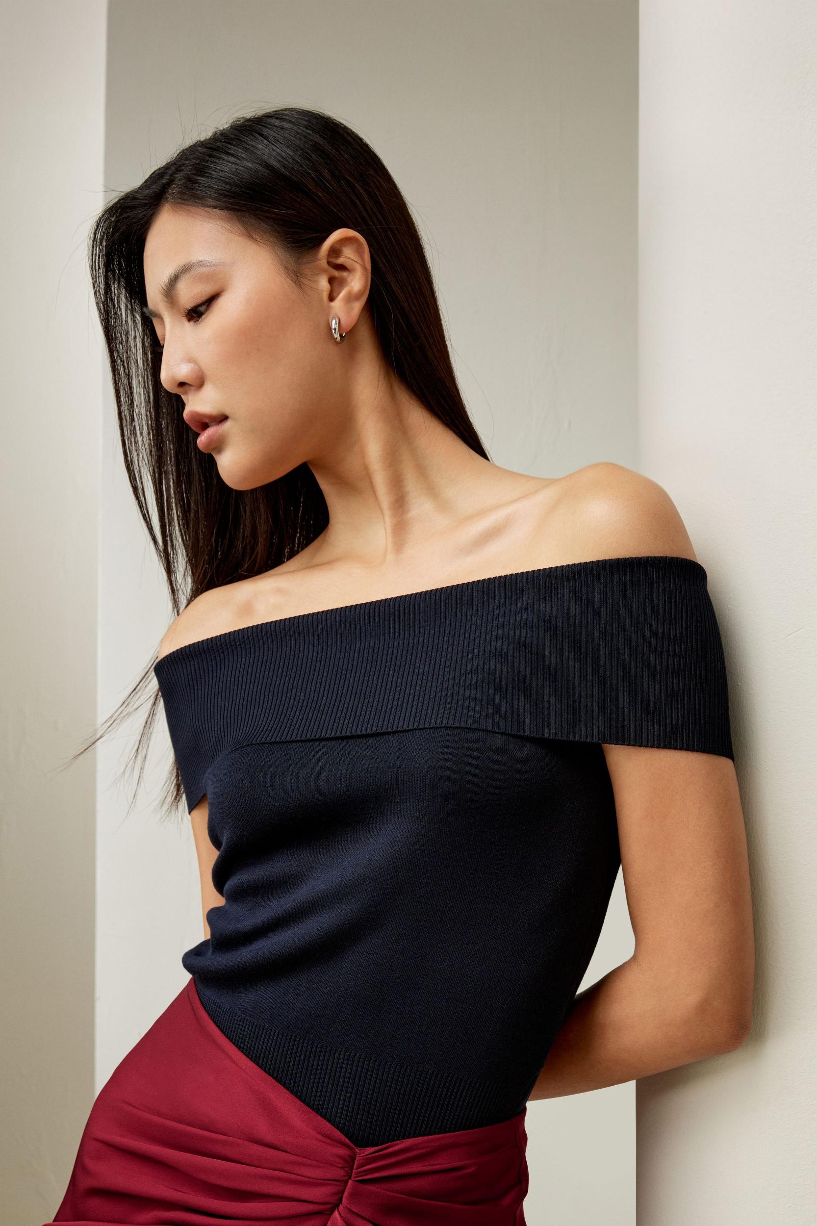 Off-Shoulder Silk Top Product Image