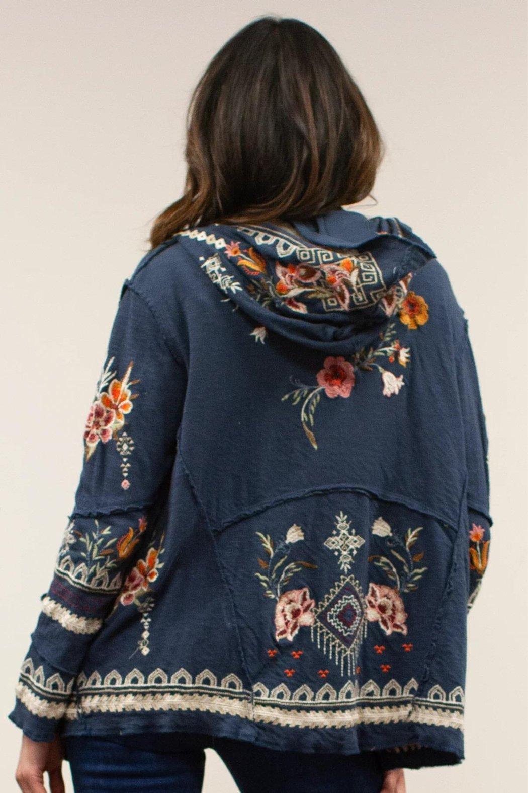 Indigo Embroidered Cardigan Product Image
