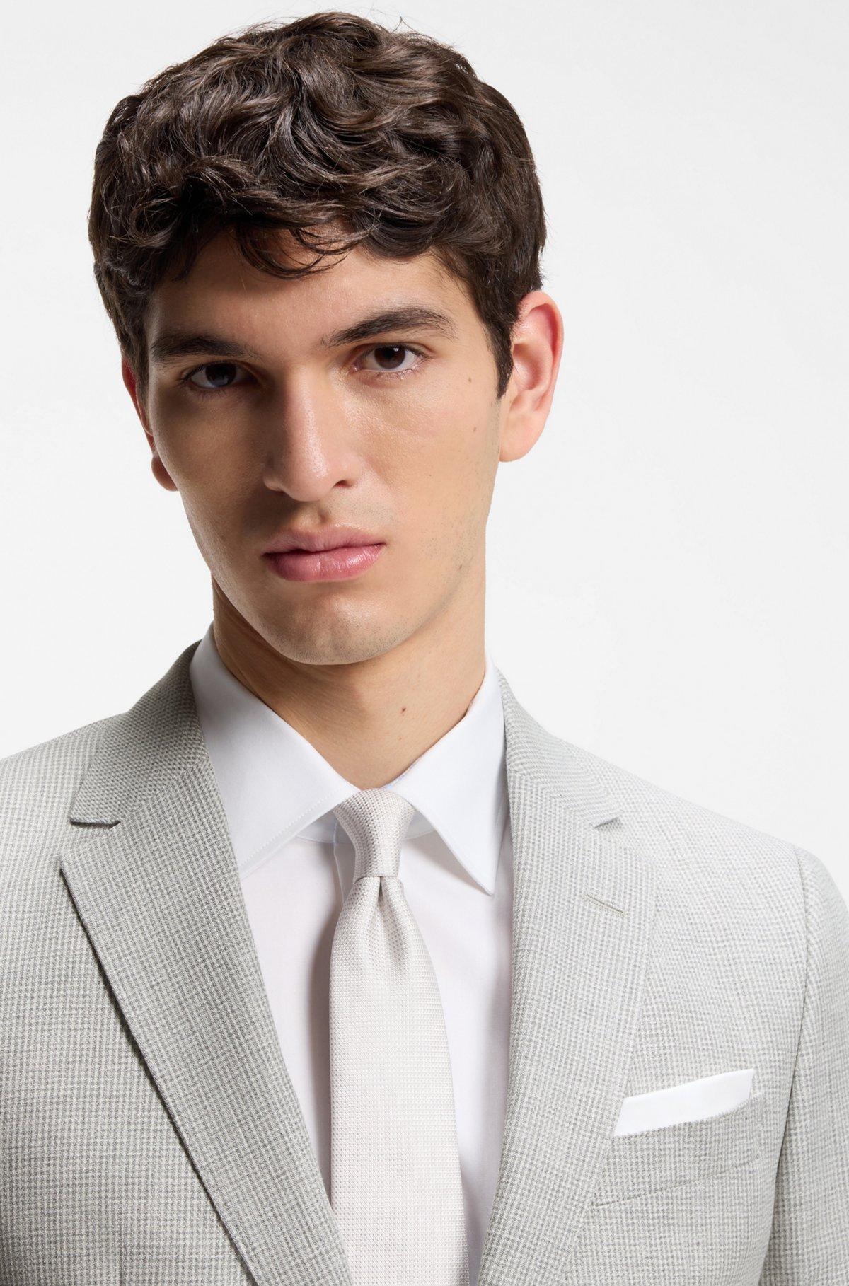 Two-piece slim-fit suit in cotton and virgin wool Product Image