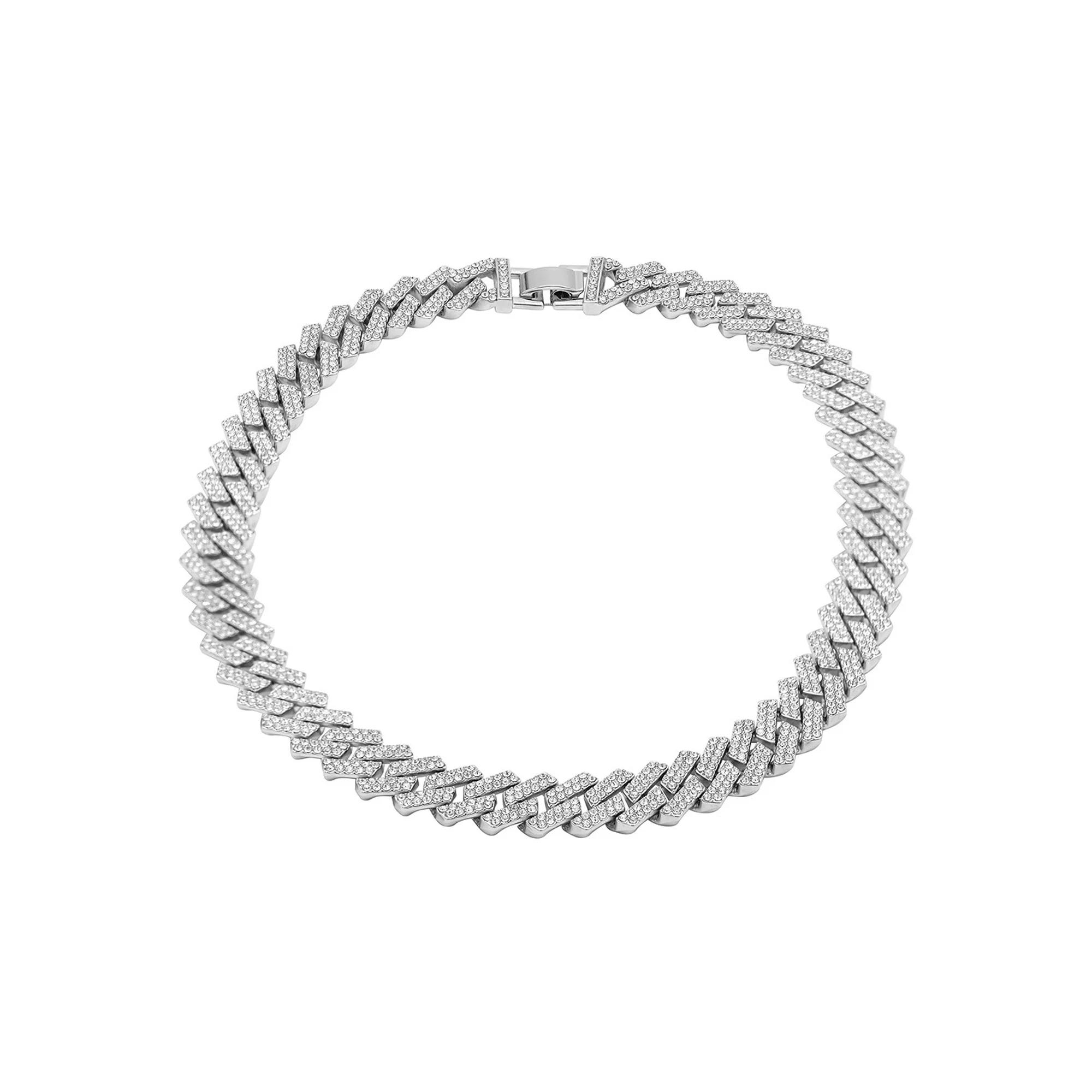 Adornia 14k Gold Plated Cubic Zirconia Curb Chain Necklace, Women's, Silver Tone Product Image