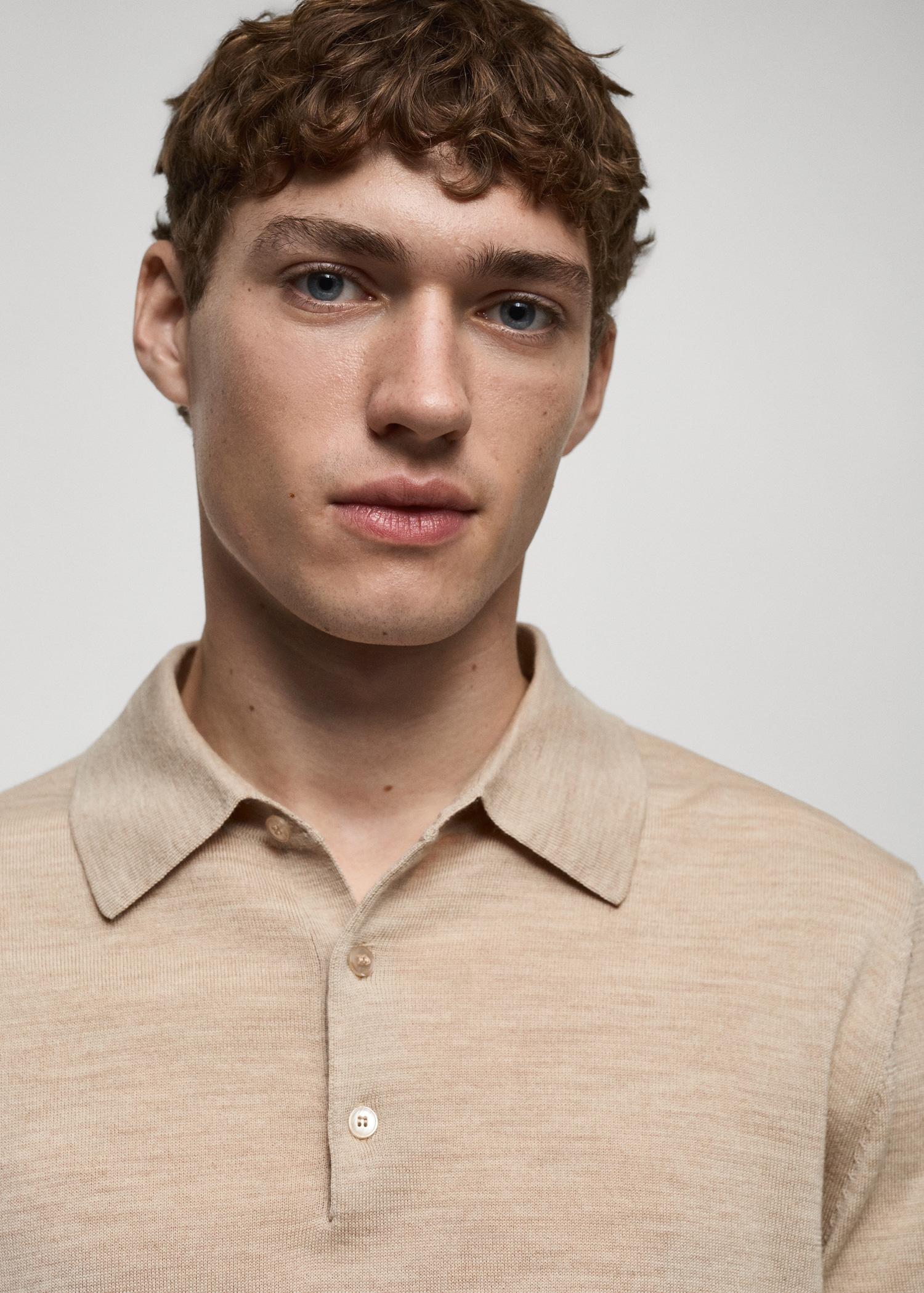 100% merino wool polo sweater - Men | MANGO USA Product Image