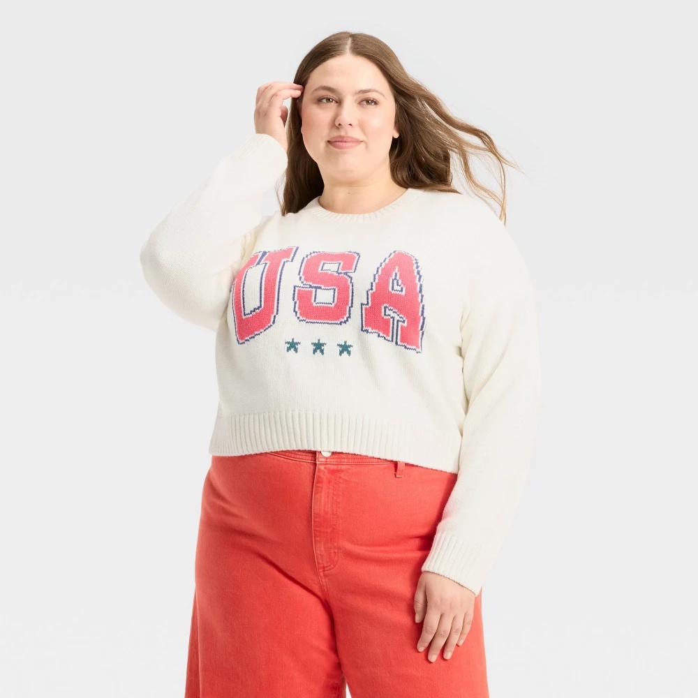 Women's USA Graphic Sweater - Off-White Product Image