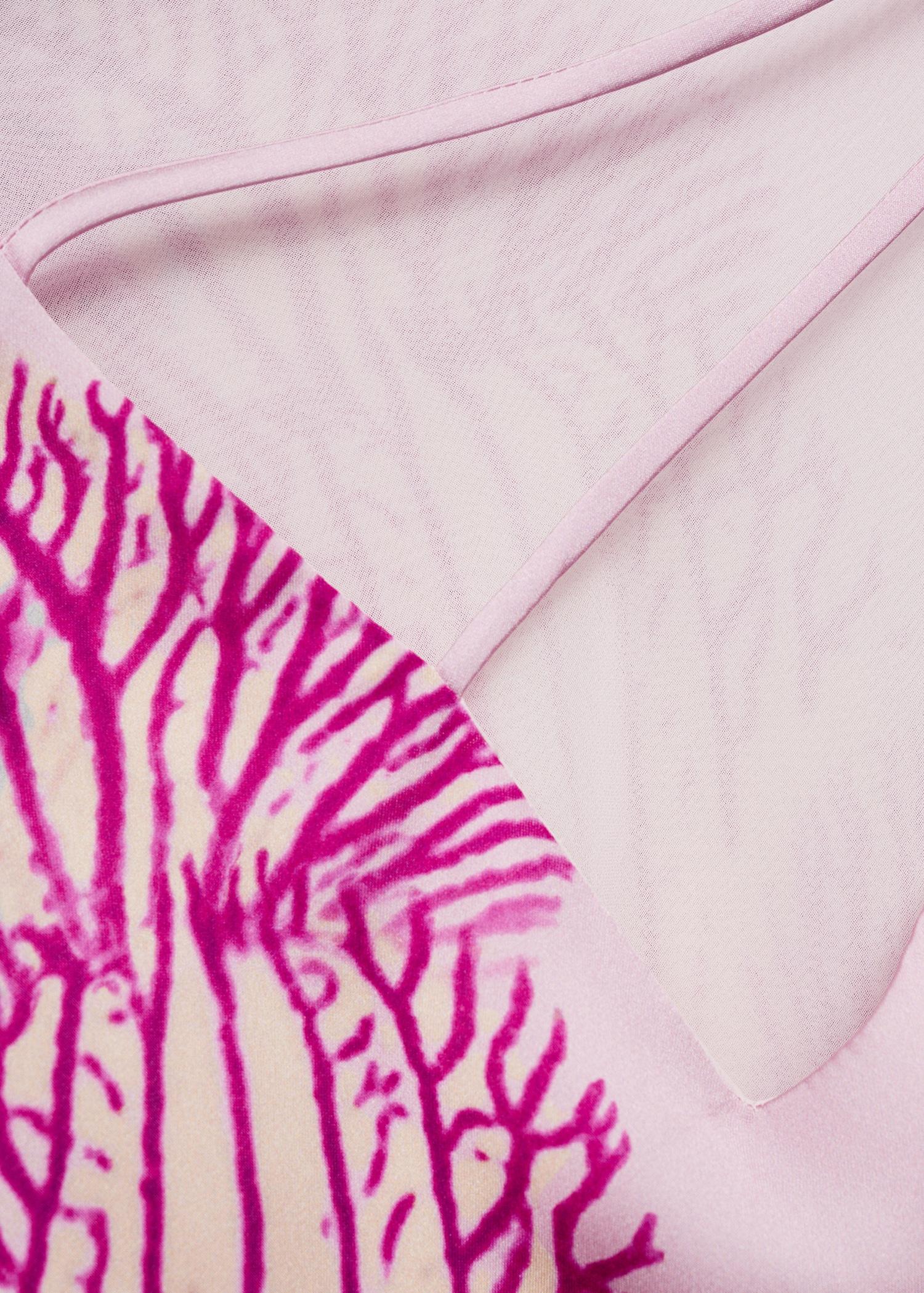 Satin scarf dress with maxi-flower print - Women | MANGO USA Product Image