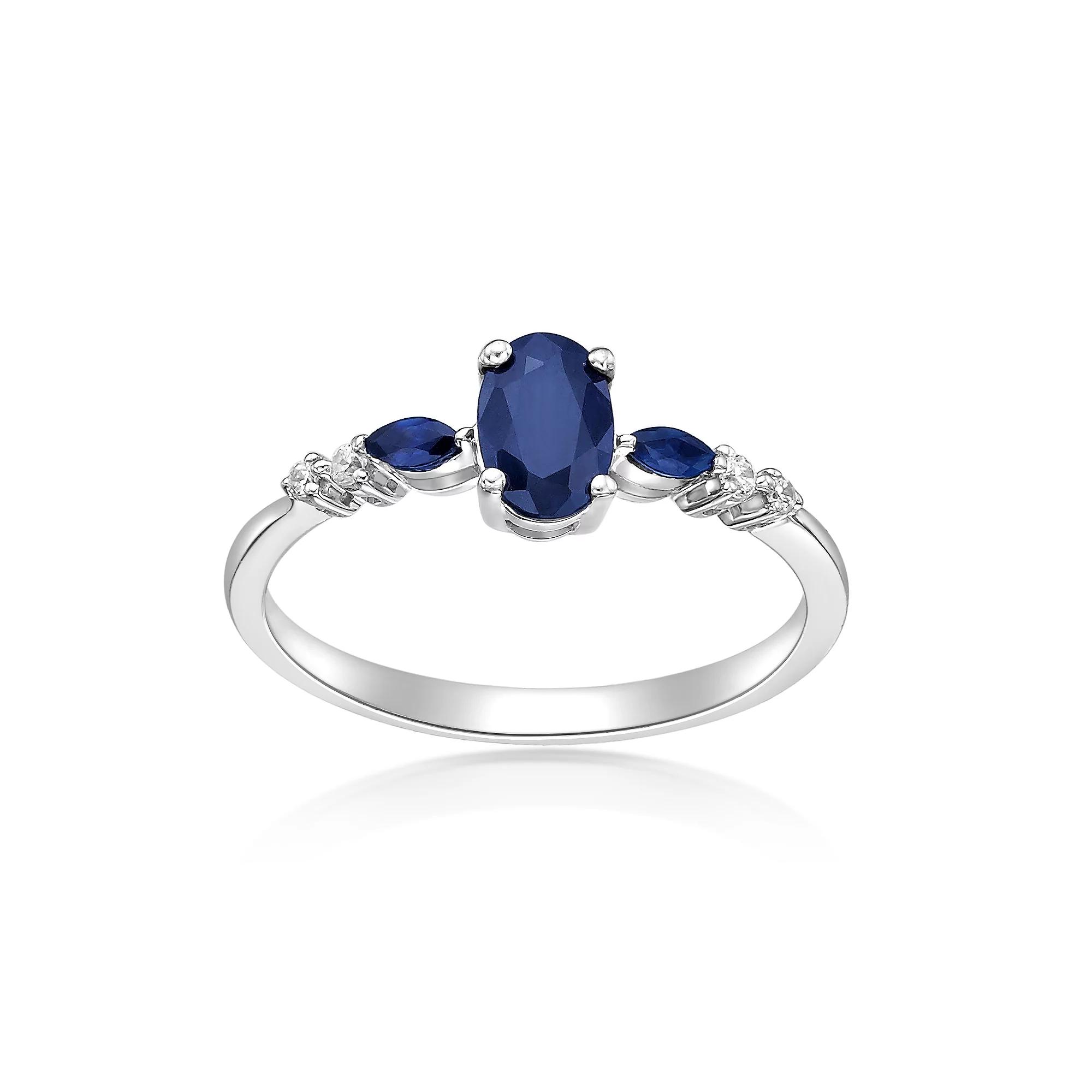 Gemminded 10k White Gold Sapphire & Diamond Accent Ring, Women's, Size: 8 Product Image