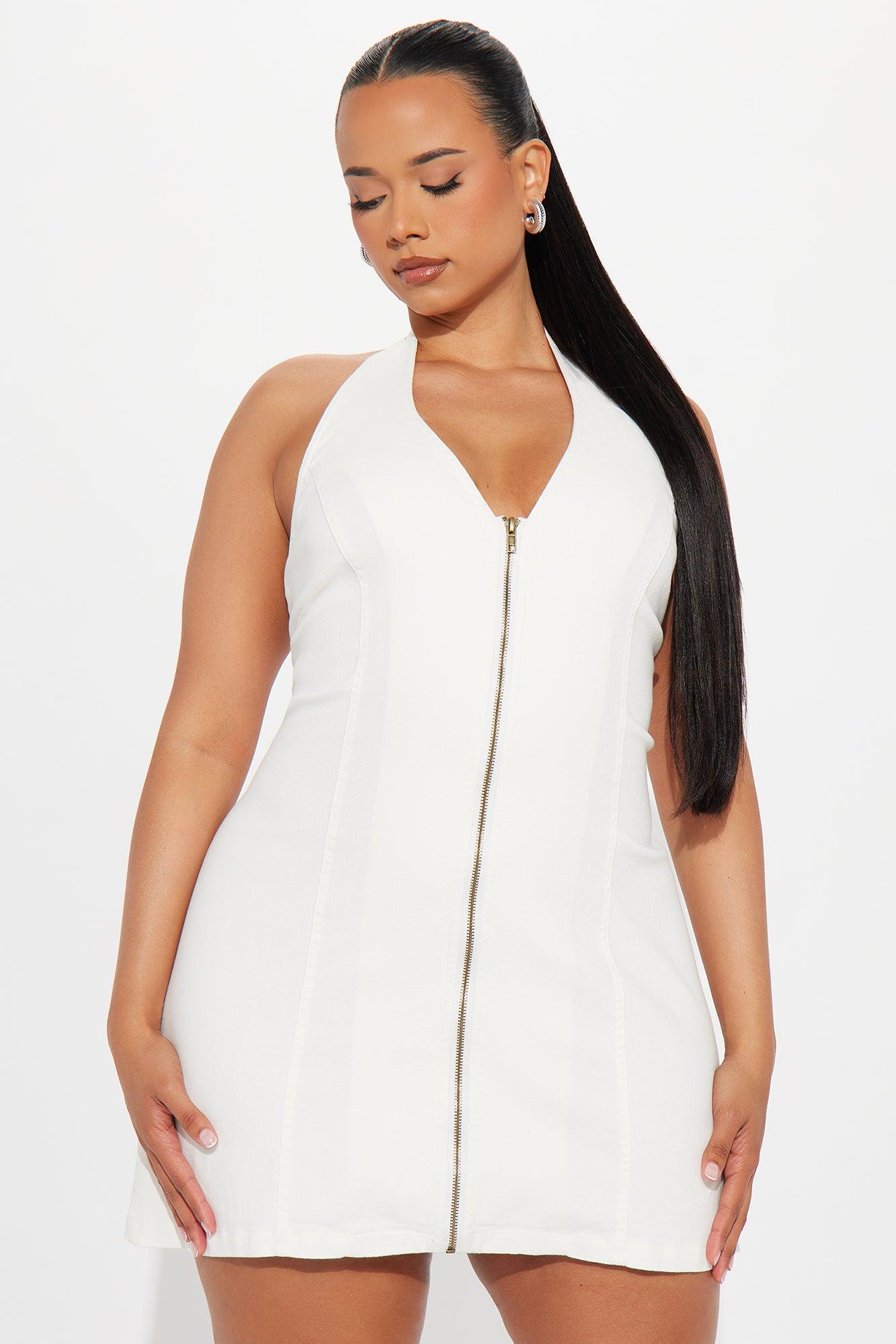 Run This Town Denim Mini Dress - White Wash Product Image