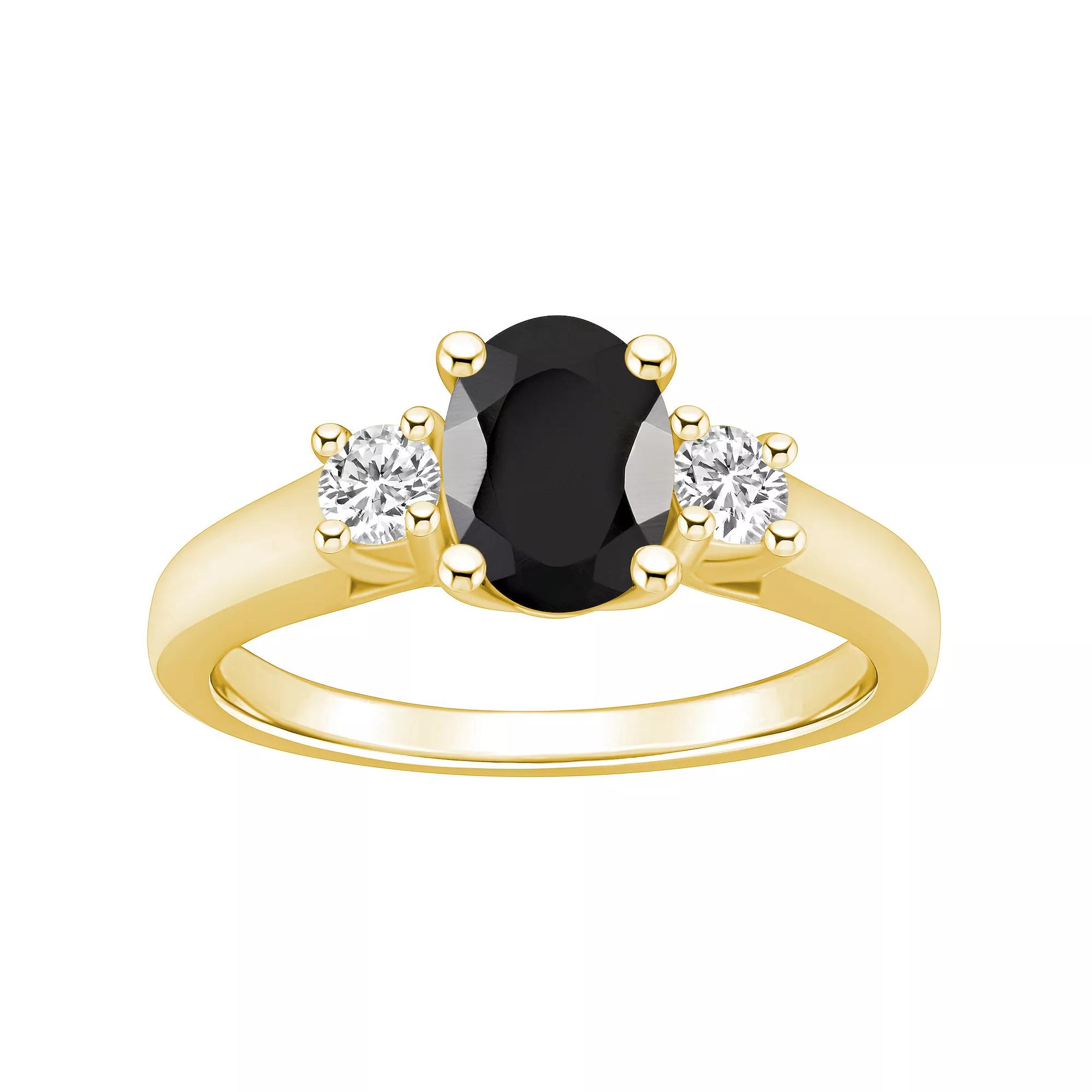 Alyson Layne 14k Gold Oval Cut Onyx & 1/4 Carat T.W. Diamond Ring, Women's, Size: 9, Black Product Image