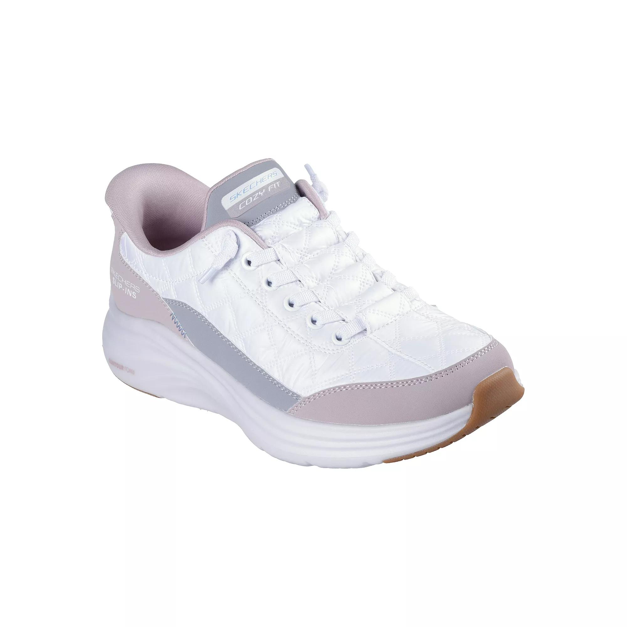 Skechers Hands Free Slip-ins® Contour Foam™ Cozy Fit Women's Sneakers, Size: 5, White Purple Product Image