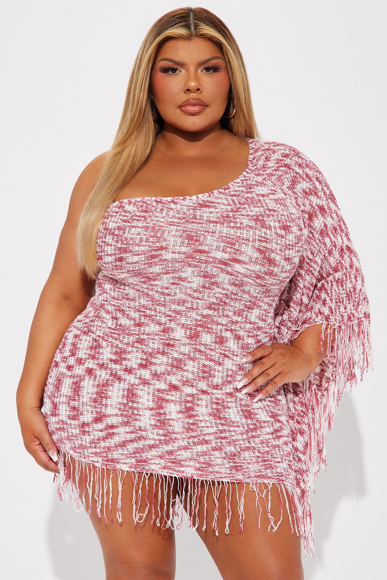 Taylor Fringe Knit Mini Dress - Mauve/combo Product Image