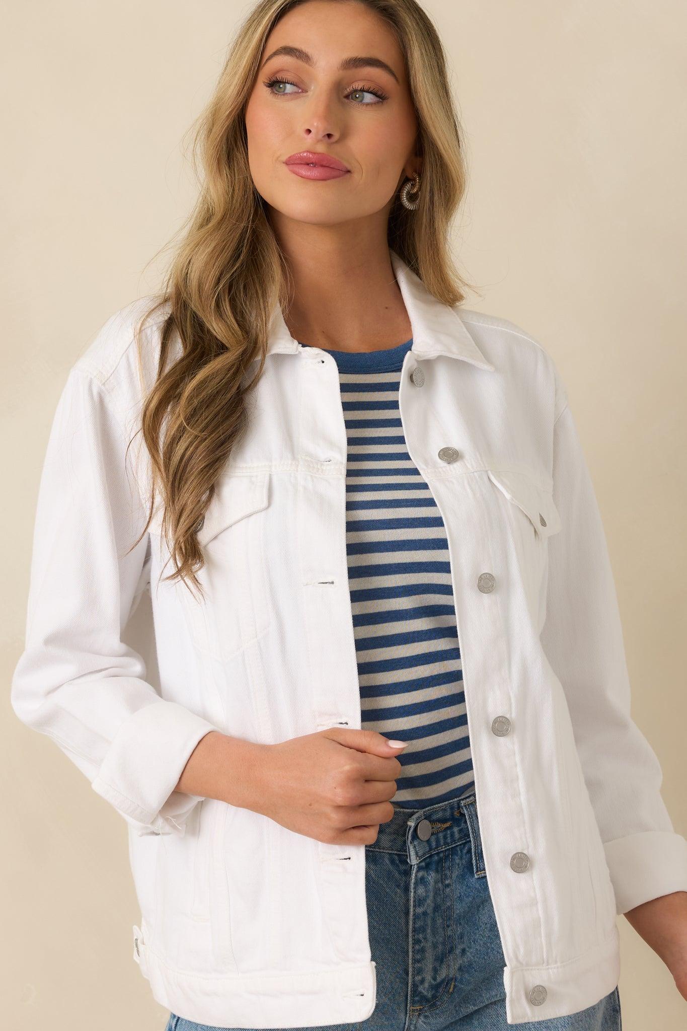 Do You Ever White Denim Jacket Product Image